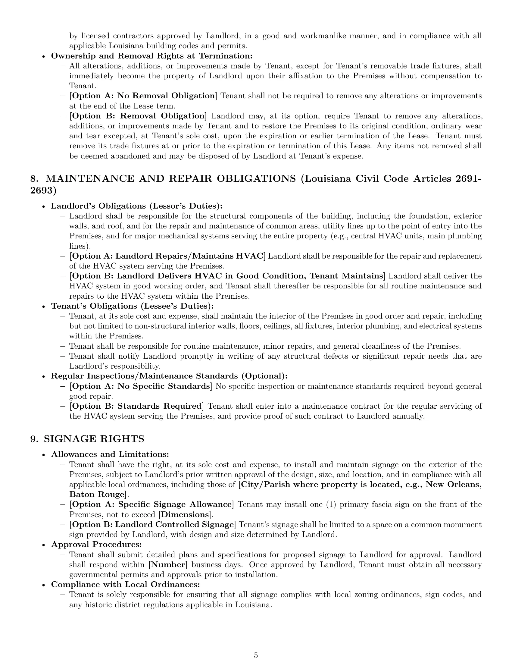 Preview page 5 of Pro Louisiana commercial lease agreement template