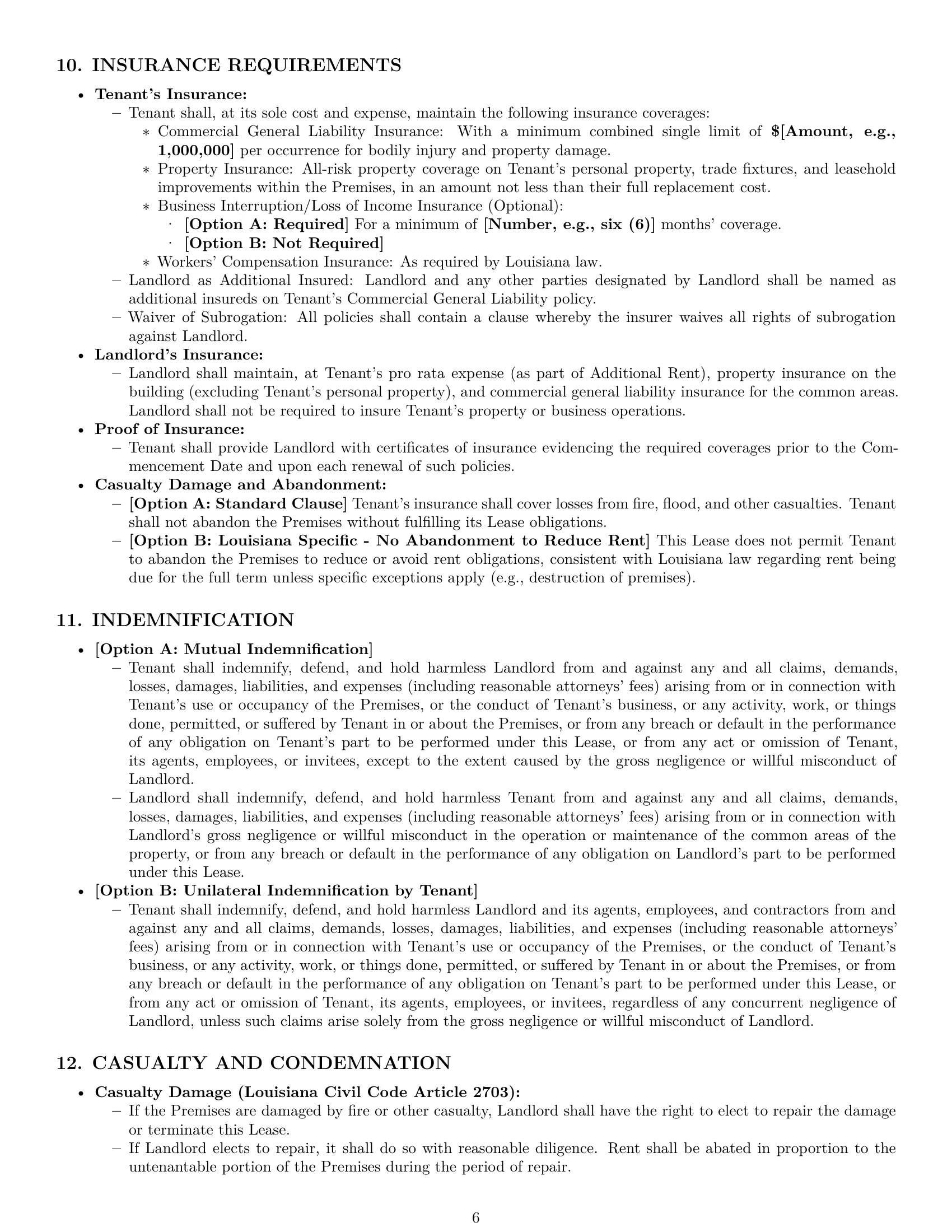 Preview page 6 of Pro Louisiana commercial lease agreement template
