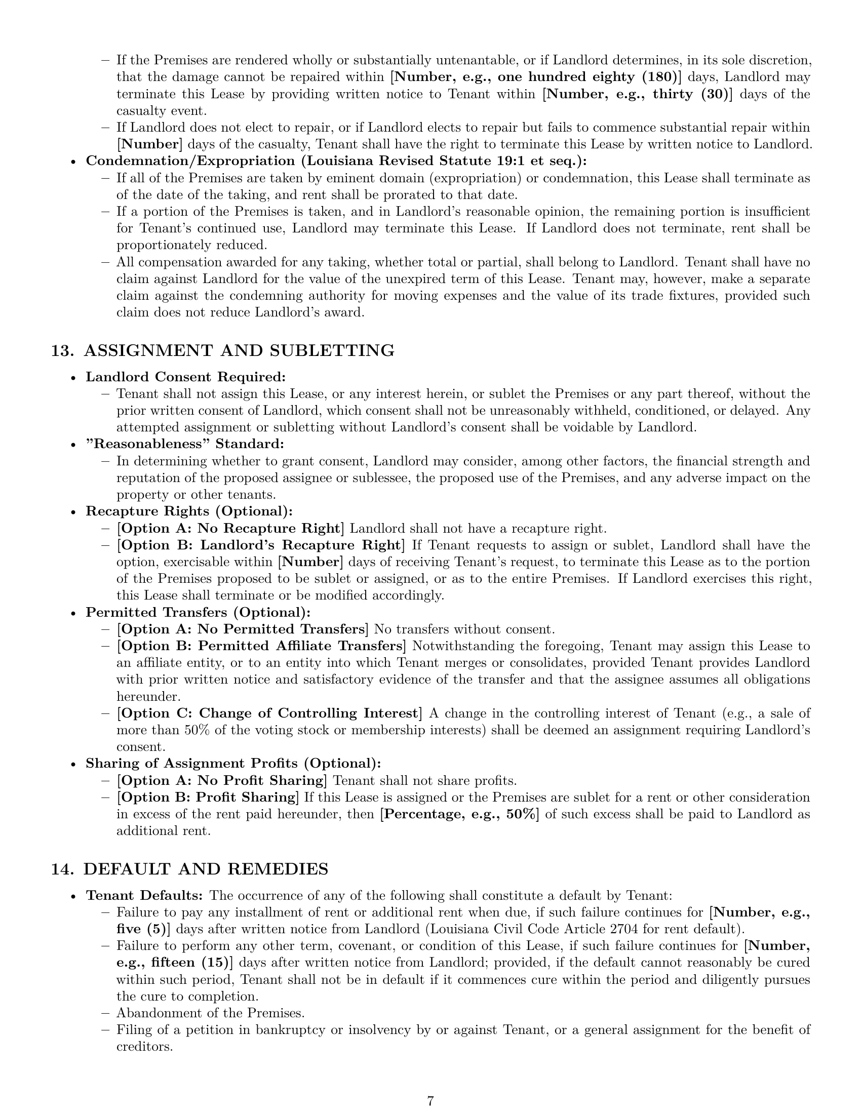 Preview page 7 of Pro Louisiana commercial lease agreement template