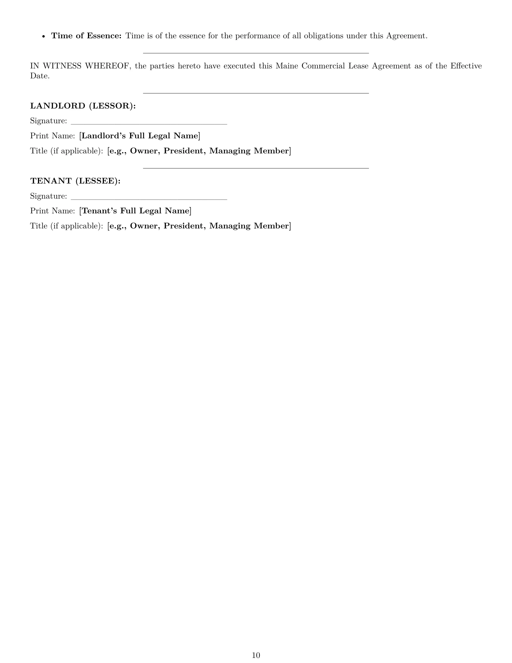 Preview page 10 of Pro Maine commercial lease agreement template