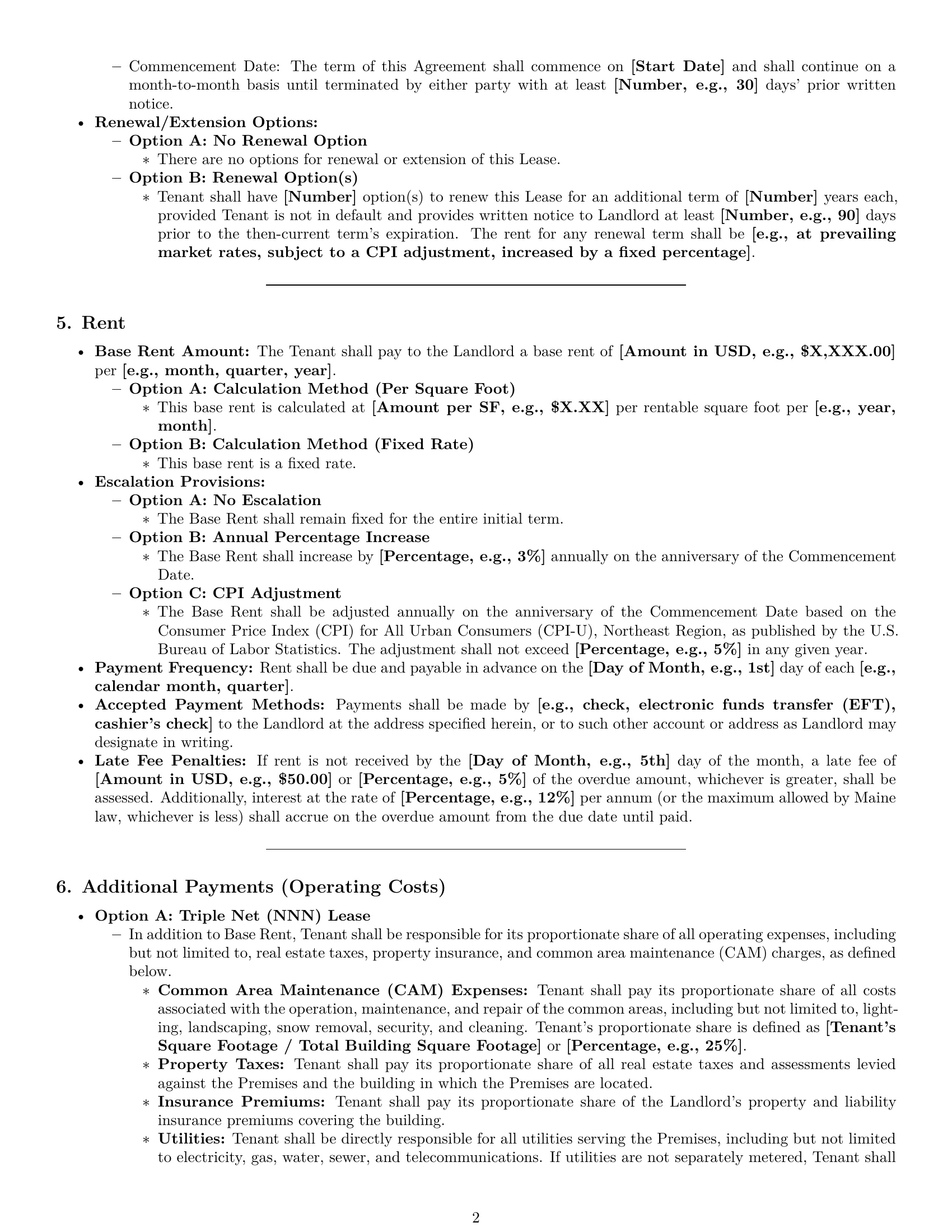 Preview page 2 of Pro Maine commercial lease agreement template