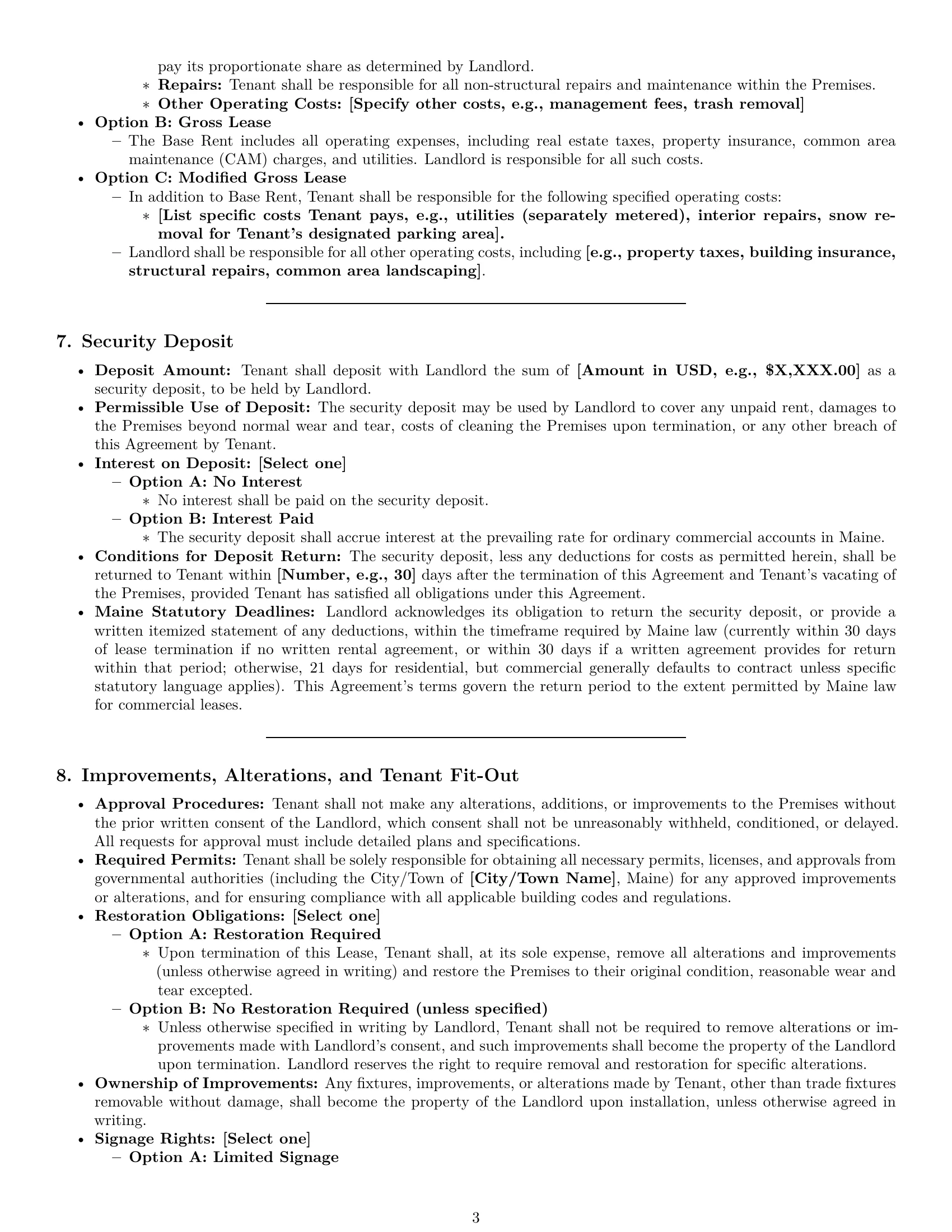 Preview page 3 of Pro Maine commercial lease agreement template