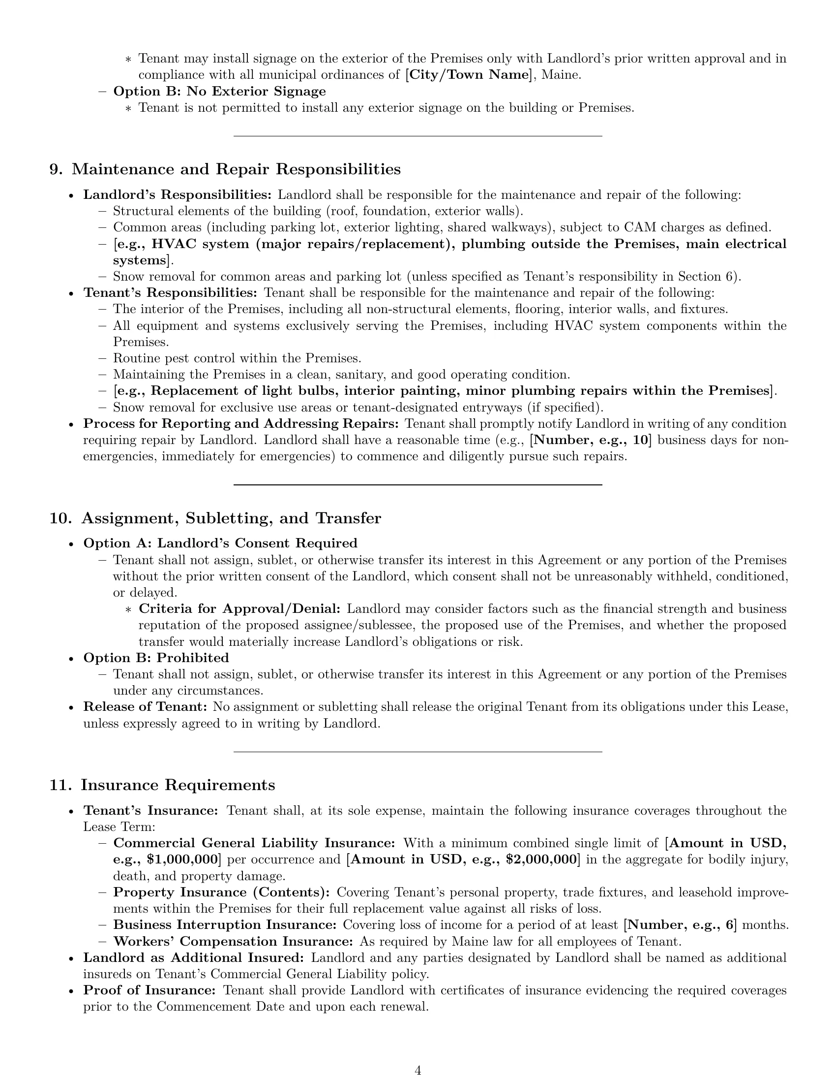 Preview page 4 of Pro Maine commercial lease agreement template