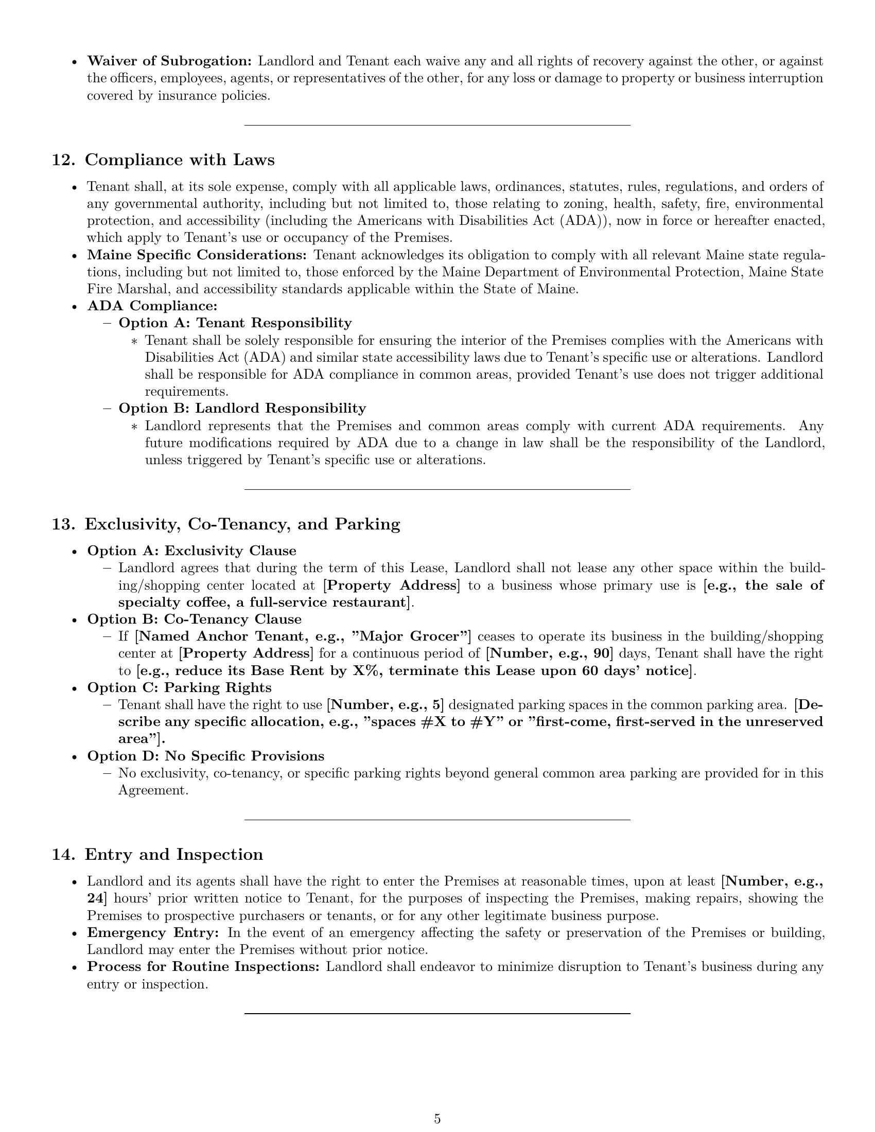 Preview page 5 of Pro Maine commercial lease agreement template