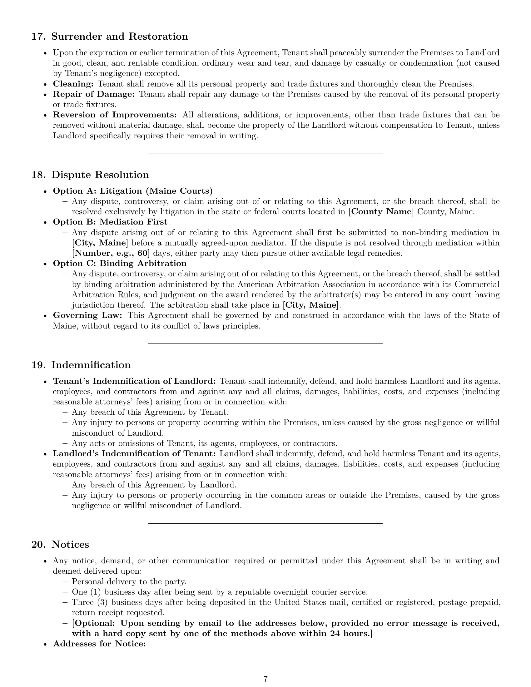 Preview page 7 of Pro Maine commercial lease agreement template