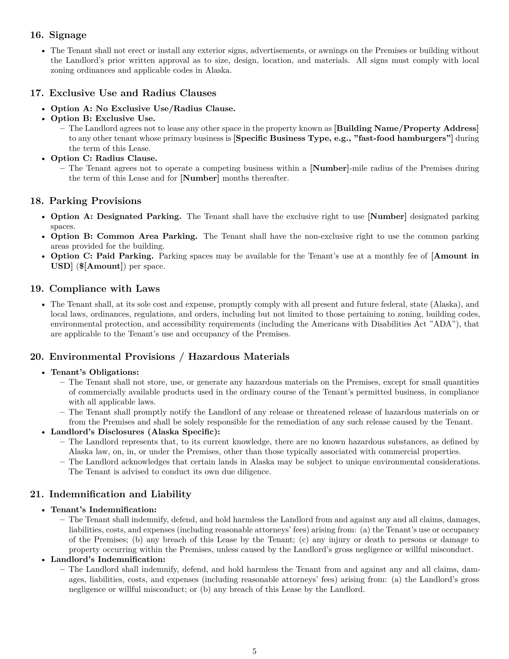 Preview page 5 of Pro Alaska commercial lease agreement template