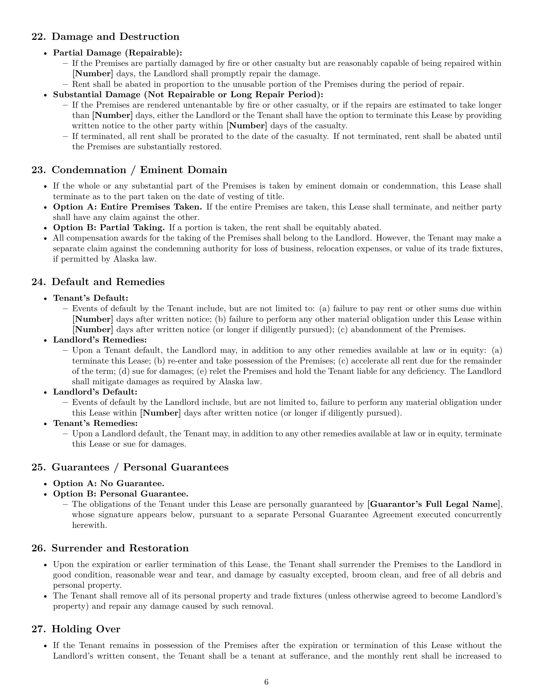 Preview page 6 of Pro Alaska commercial lease agreement template