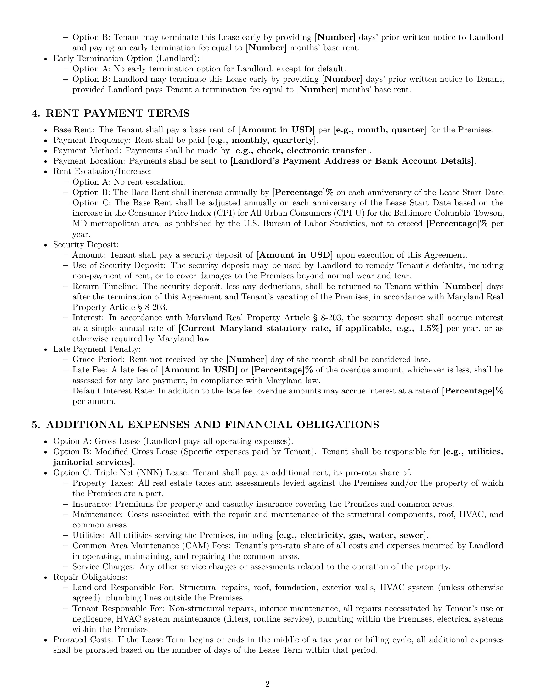 Preview page 2 of Pro Maryland commercial lease agreement template