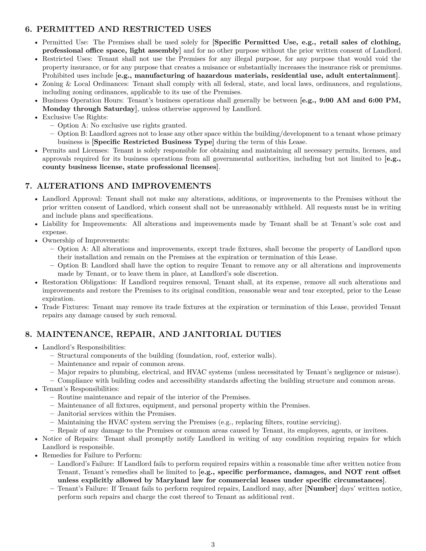 Preview page 3 of Pro Maryland commercial lease agreement template