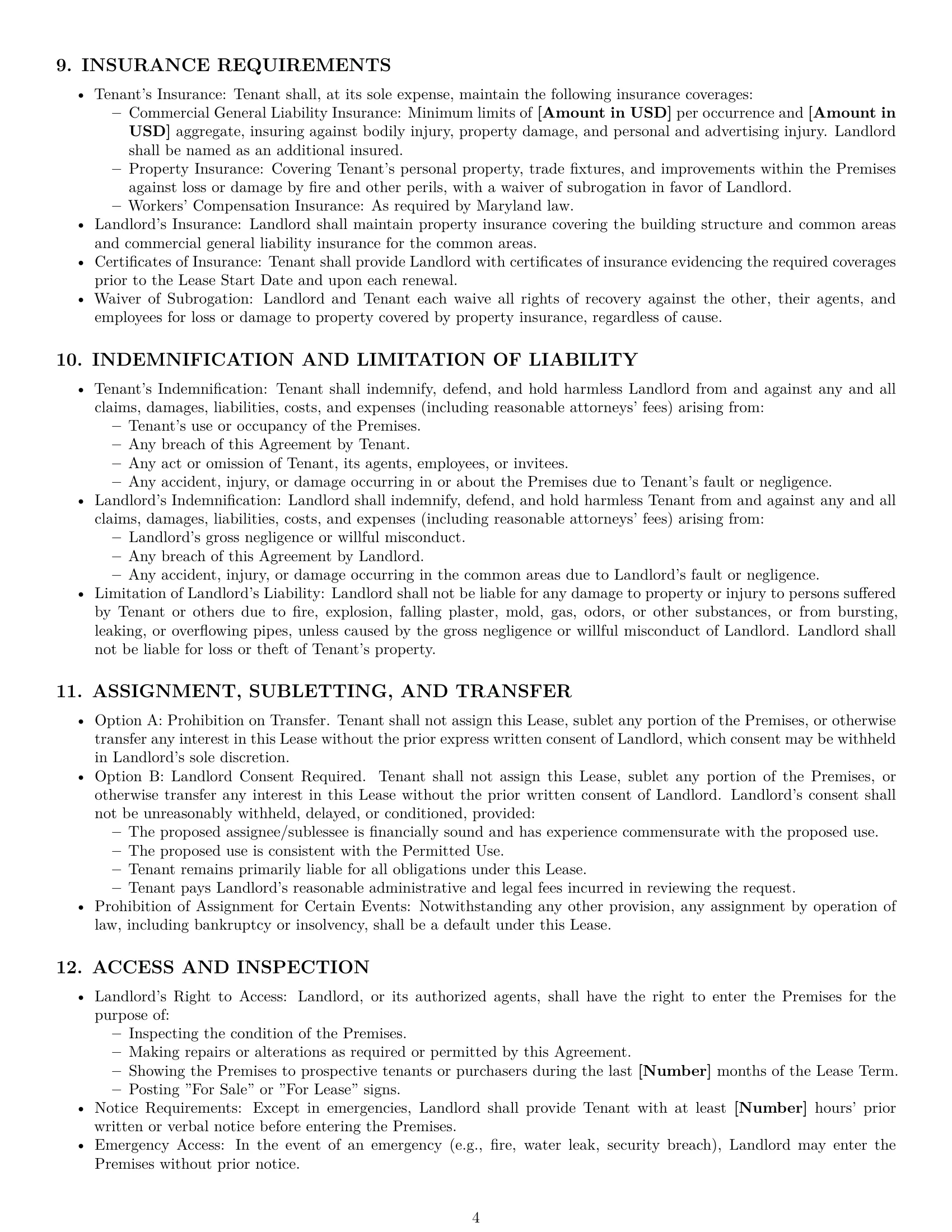 Preview page 4 of Pro Maryland commercial lease agreement template