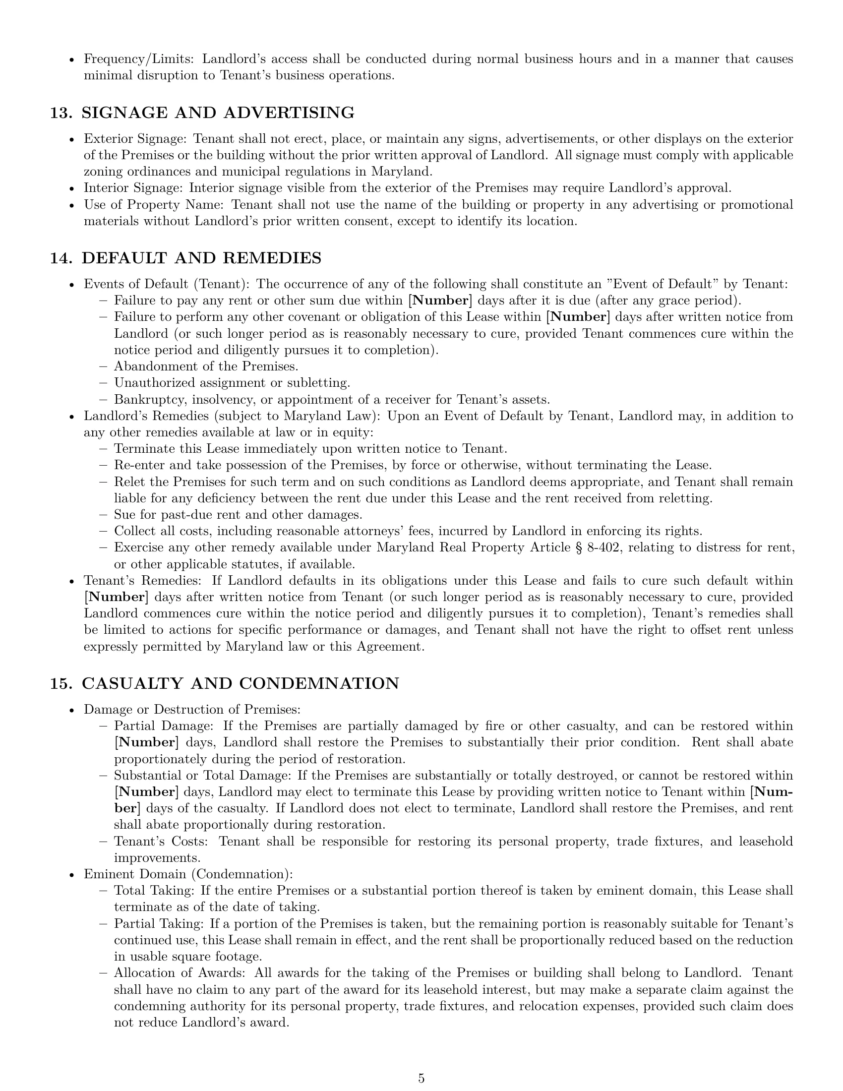 Preview page 5 of Pro Maryland commercial lease agreement template