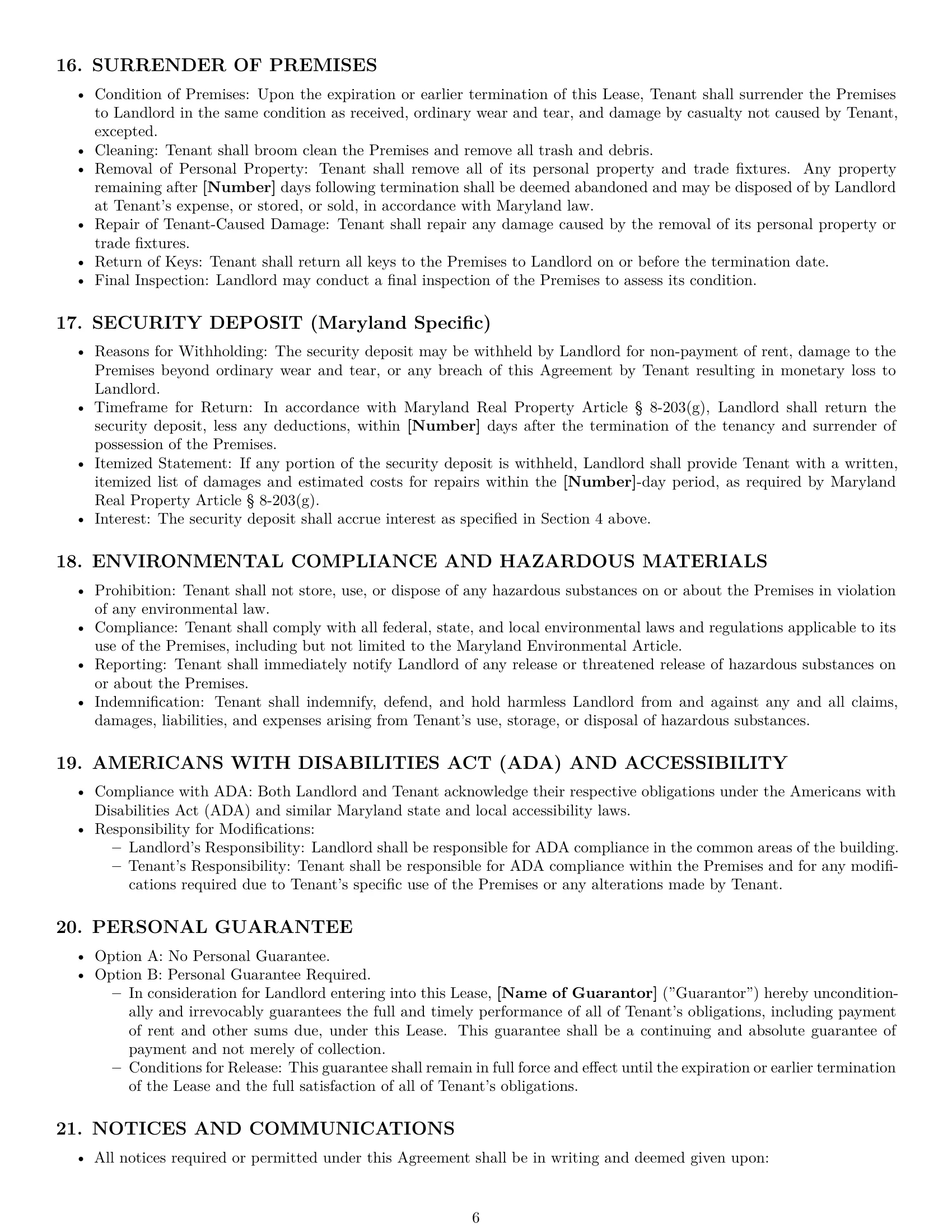 Preview page 6 of Pro Maryland commercial lease agreement template