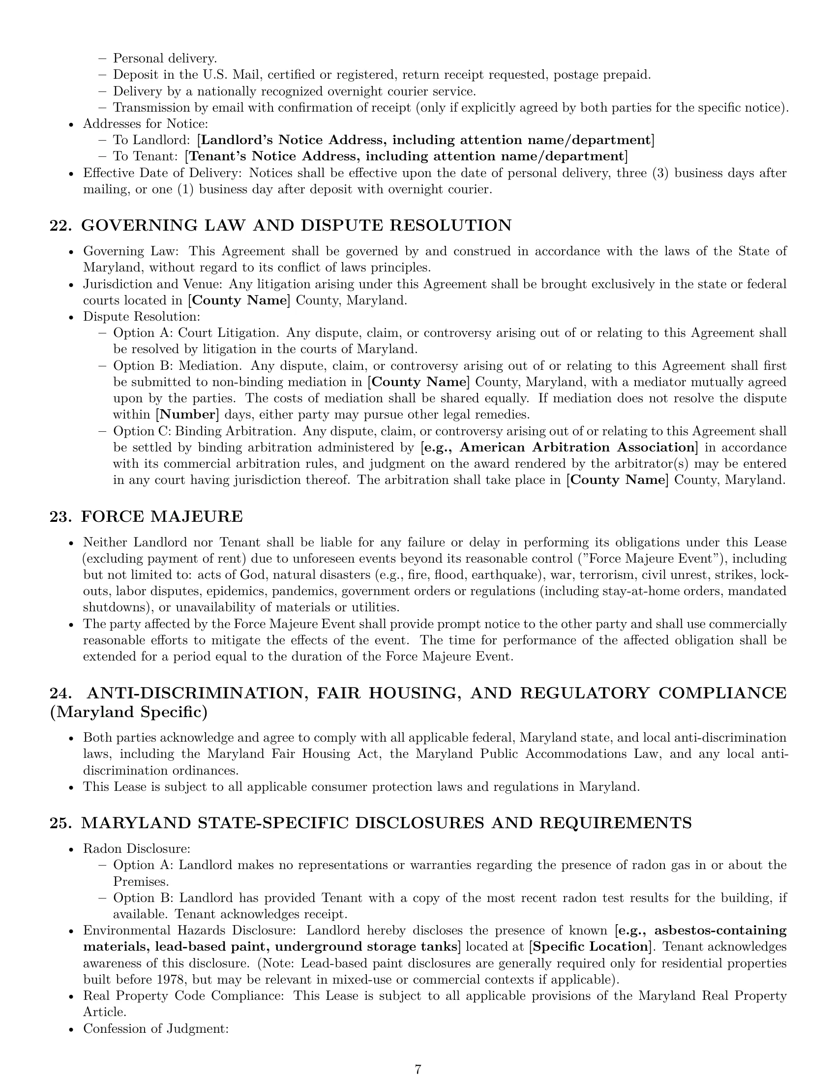 Preview page 7 of Pro Maryland commercial lease agreement template