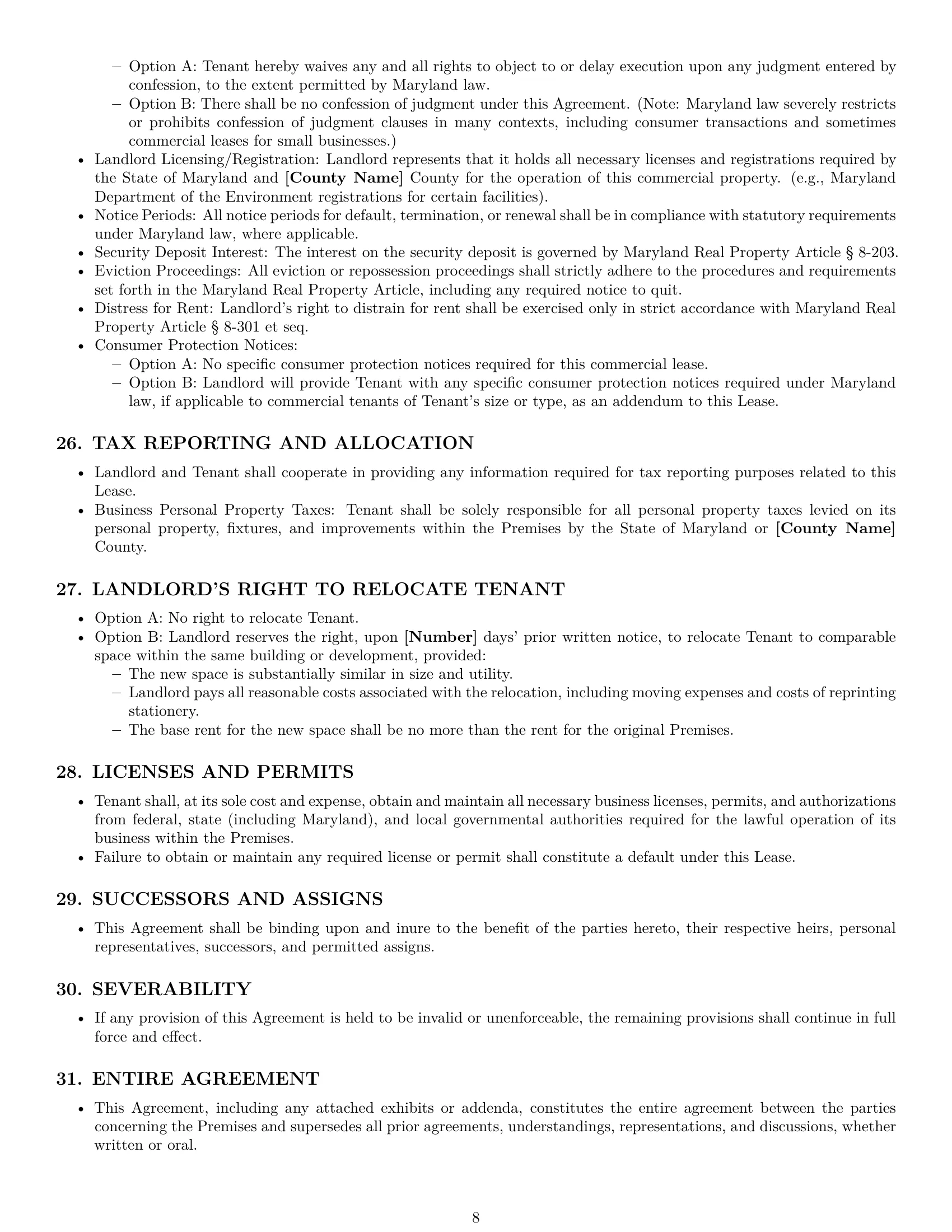 Preview page 8 of Pro Maryland commercial lease agreement template