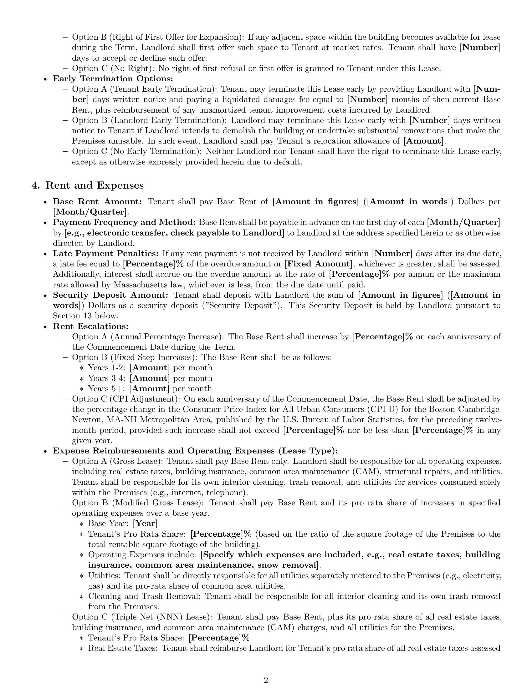Preview page 2 of Pro Massachusetts commercial lease agreement template