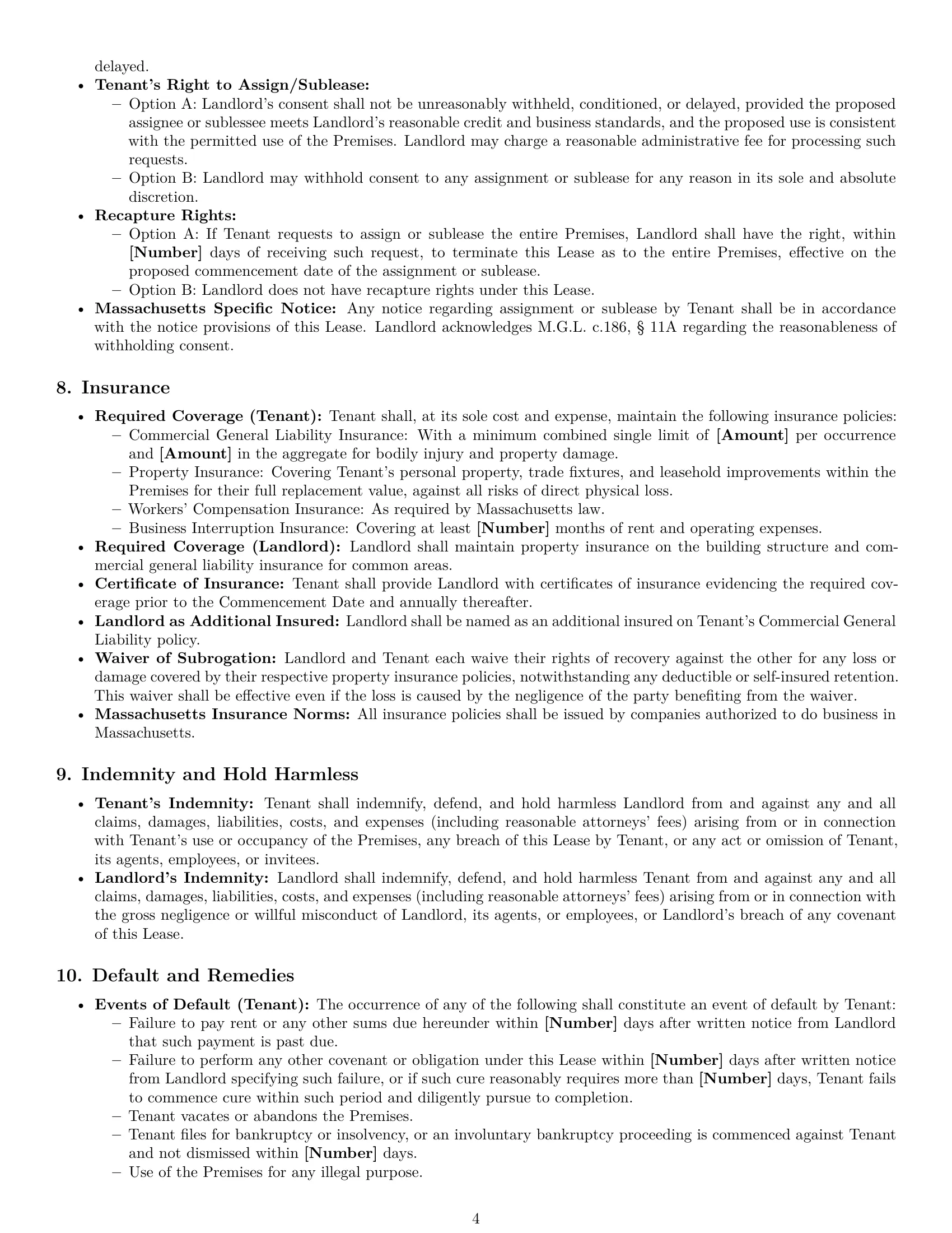 Preview page 4 of Pro Massachusetts commercial lease agreement template