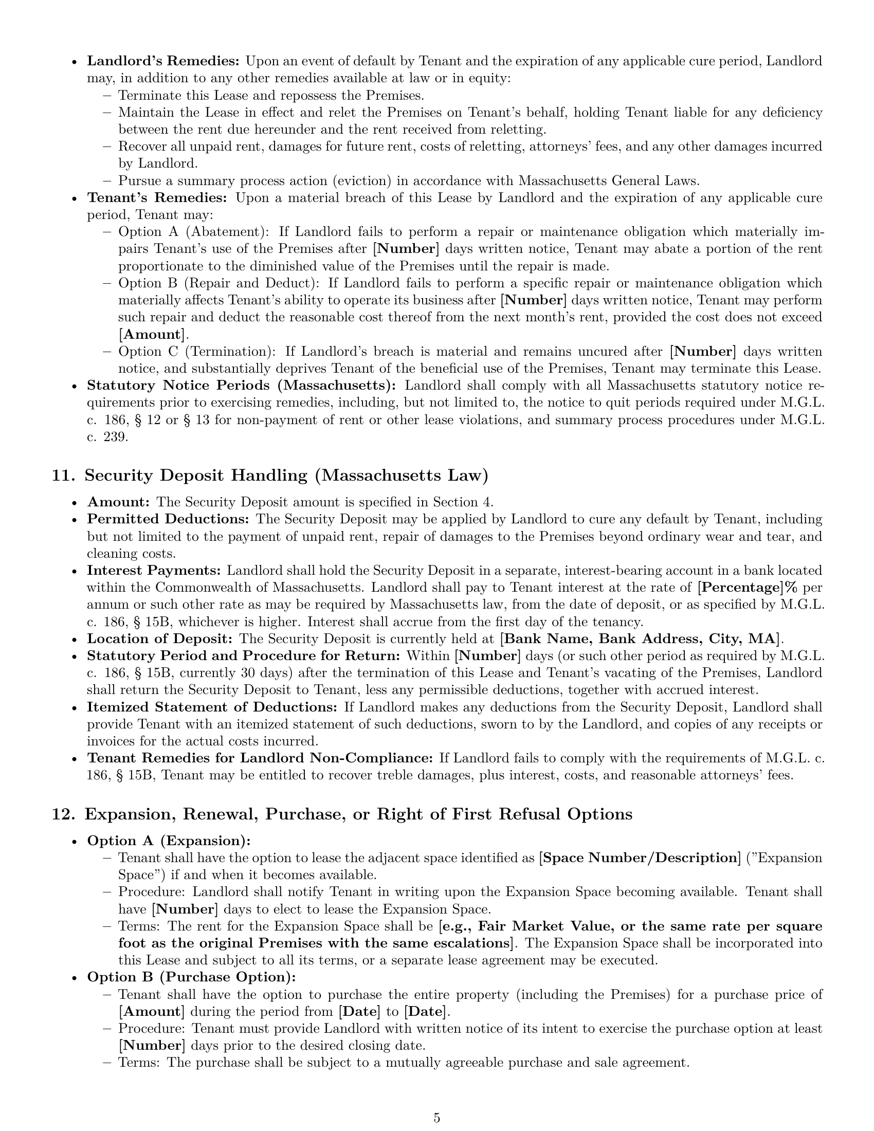 Preview page 5 of Pro Massachusetts commercial lease agreement template