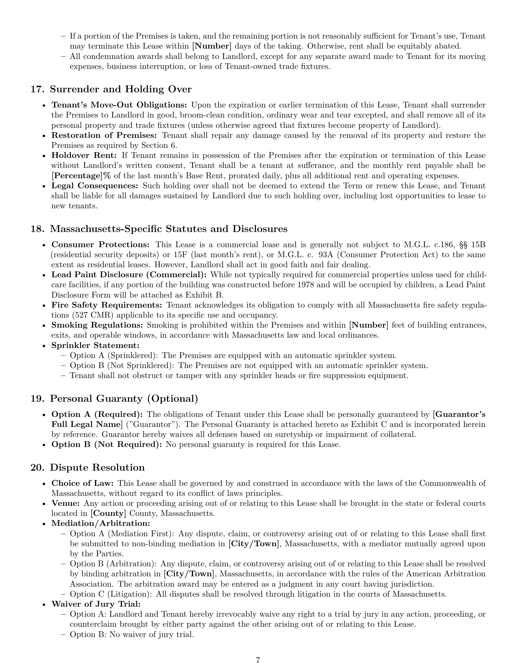 Preview page 7 of Pro Massachusetts commercial lease agreement template