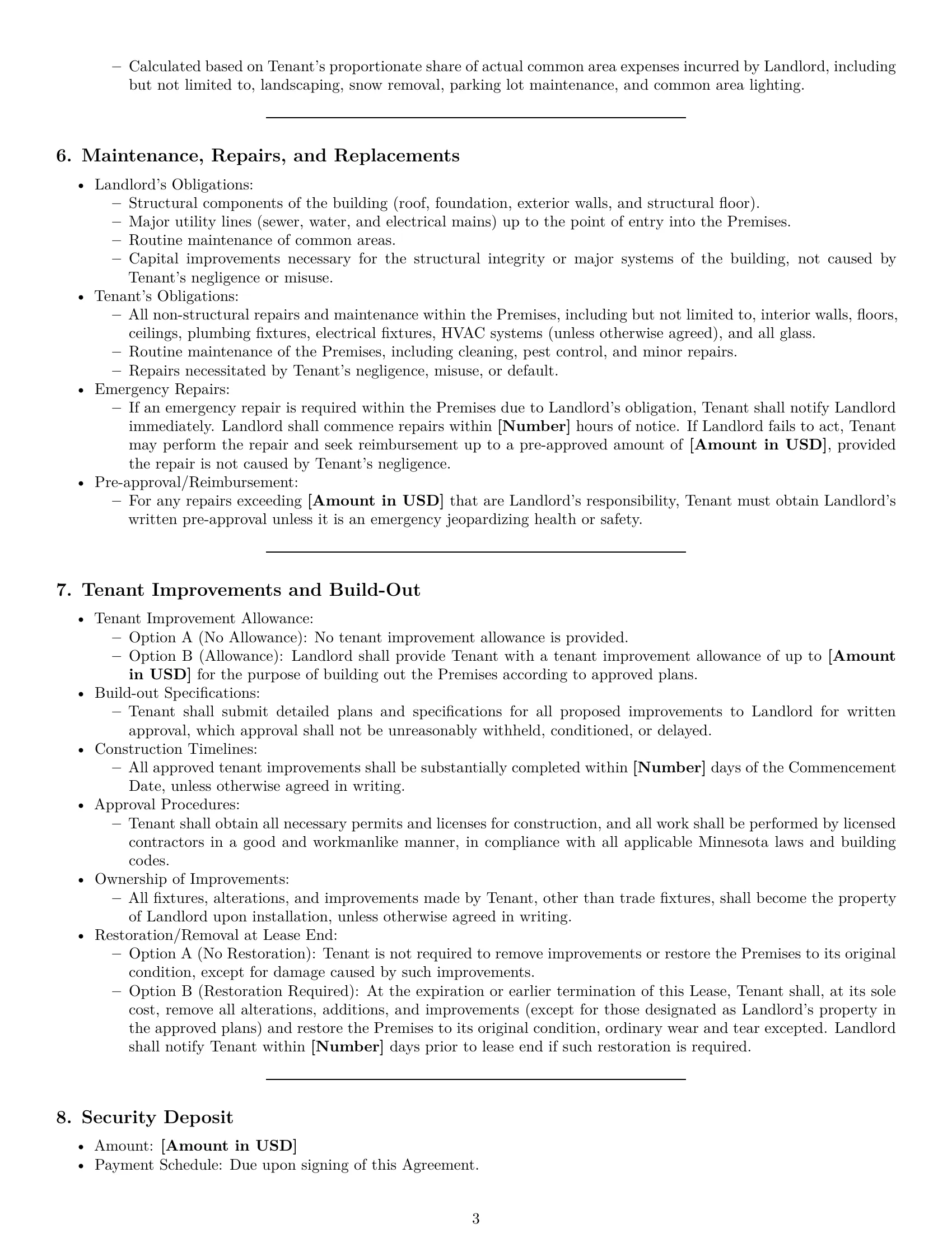 Preview page 3 of Pro Minnesota commercial lease agreement template