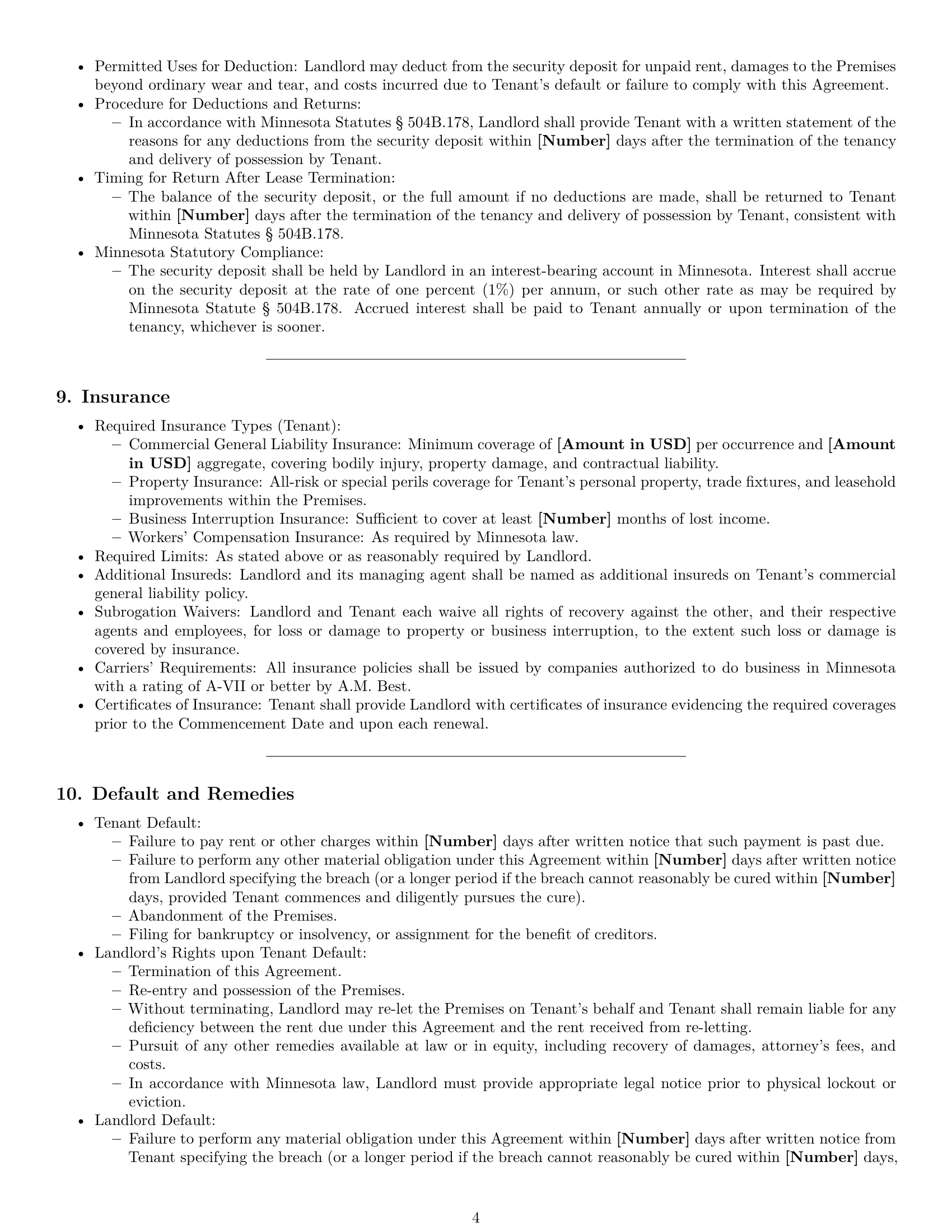 Preview page 4 of Pro Minnesota commercial lease agreement template