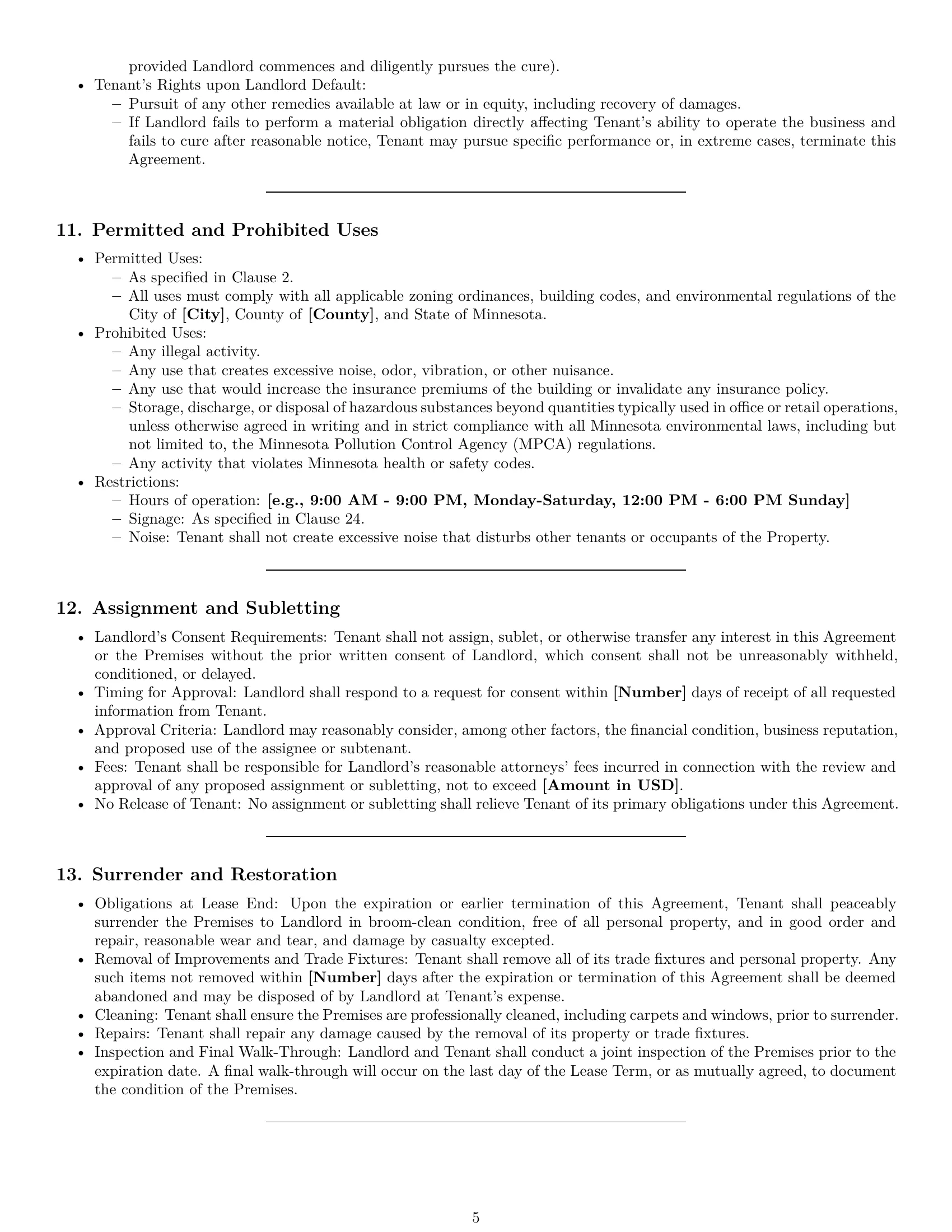 Preview page 5 of Pro Minnesota commercial lease agreement template