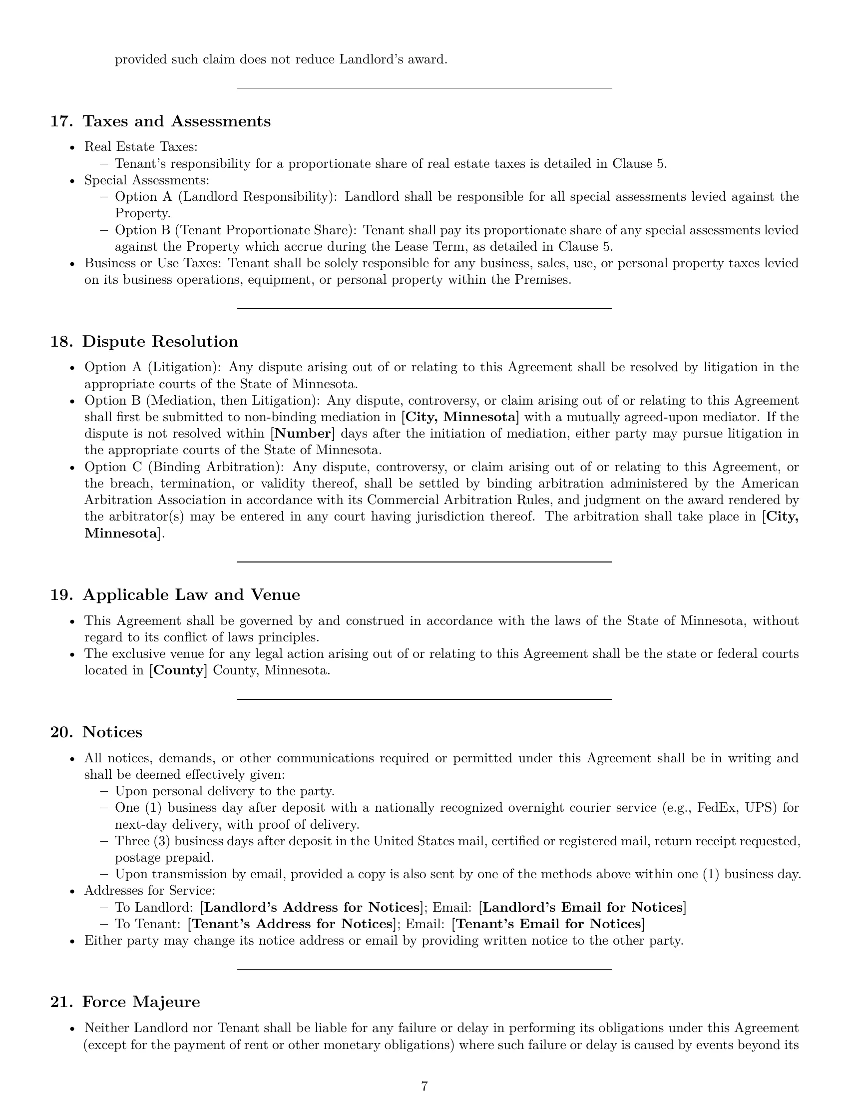 Preview page 7 of Pro Minnesota commercial lease agreement template