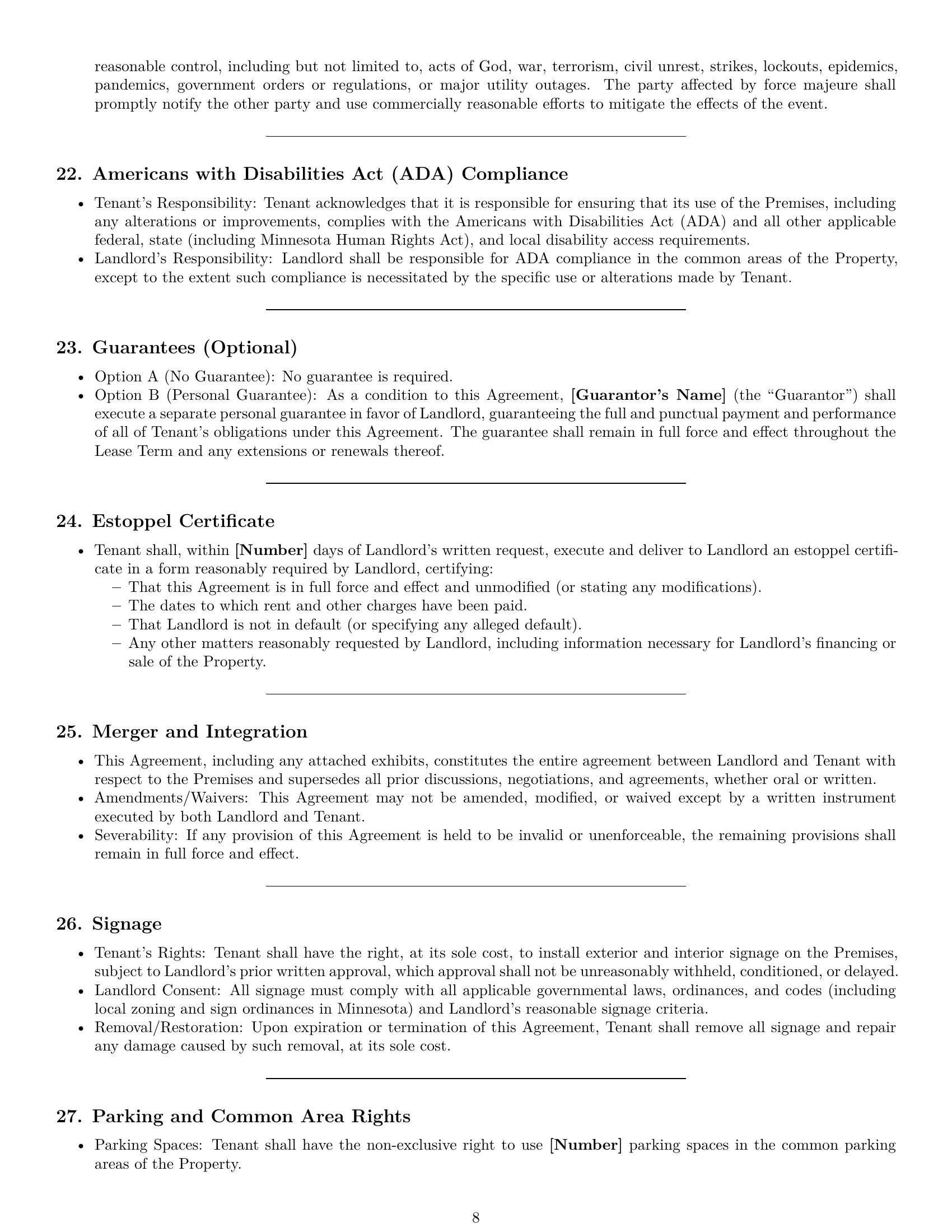 Preview page 8 of Pro Minnesota commercial lease agreement template