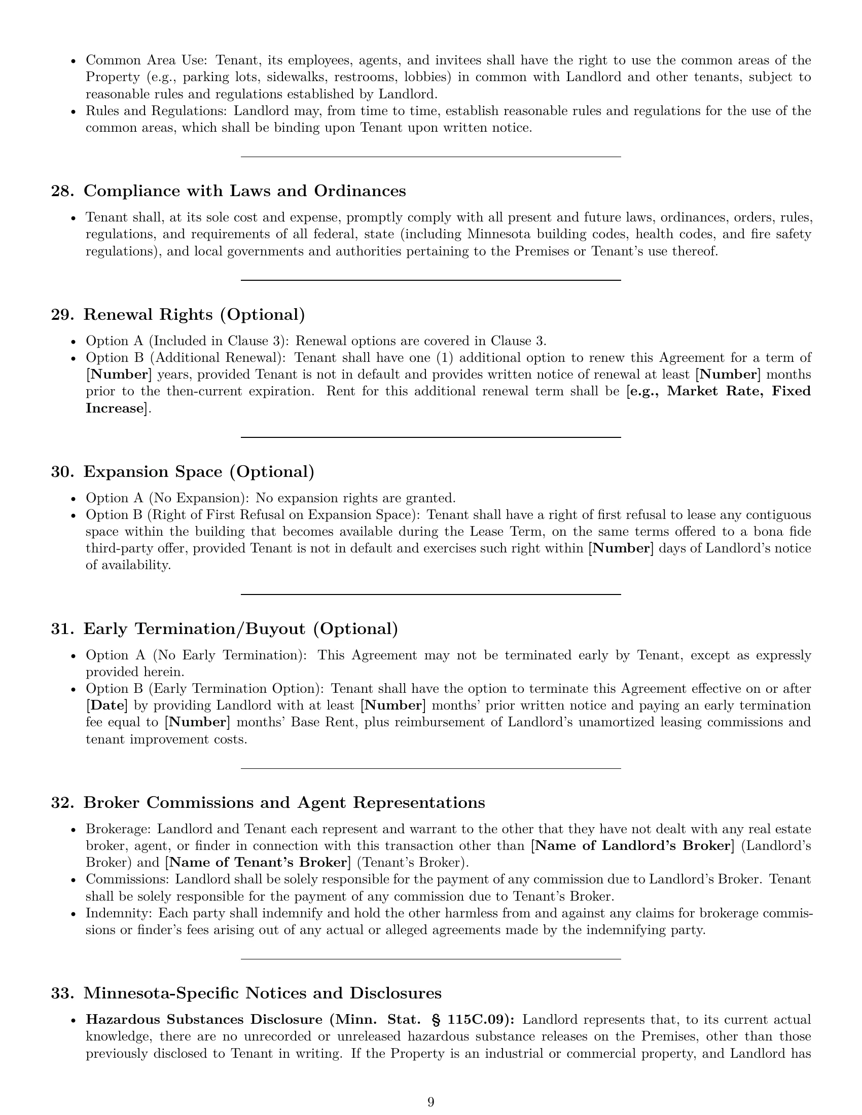 Preview page 9 of Pro Minnesota commercial lease agreement template