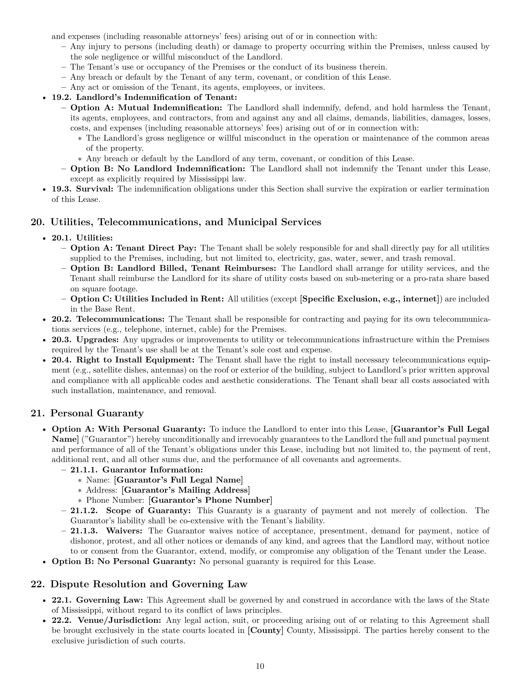 Preview page 10 of Pro Mississippi commercial lease agreement template