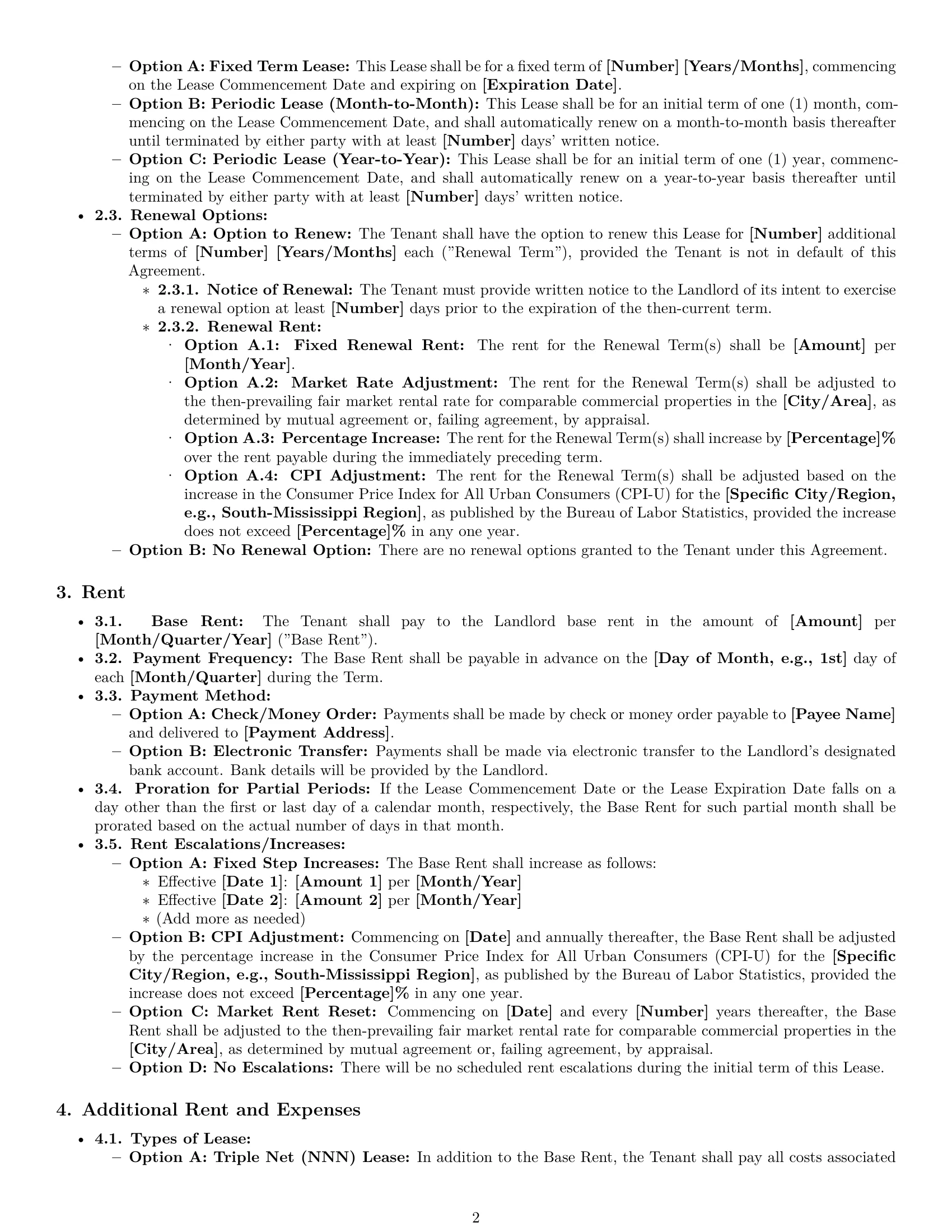 Preview page 2 of Pro Mississippi commercial lease agreement template