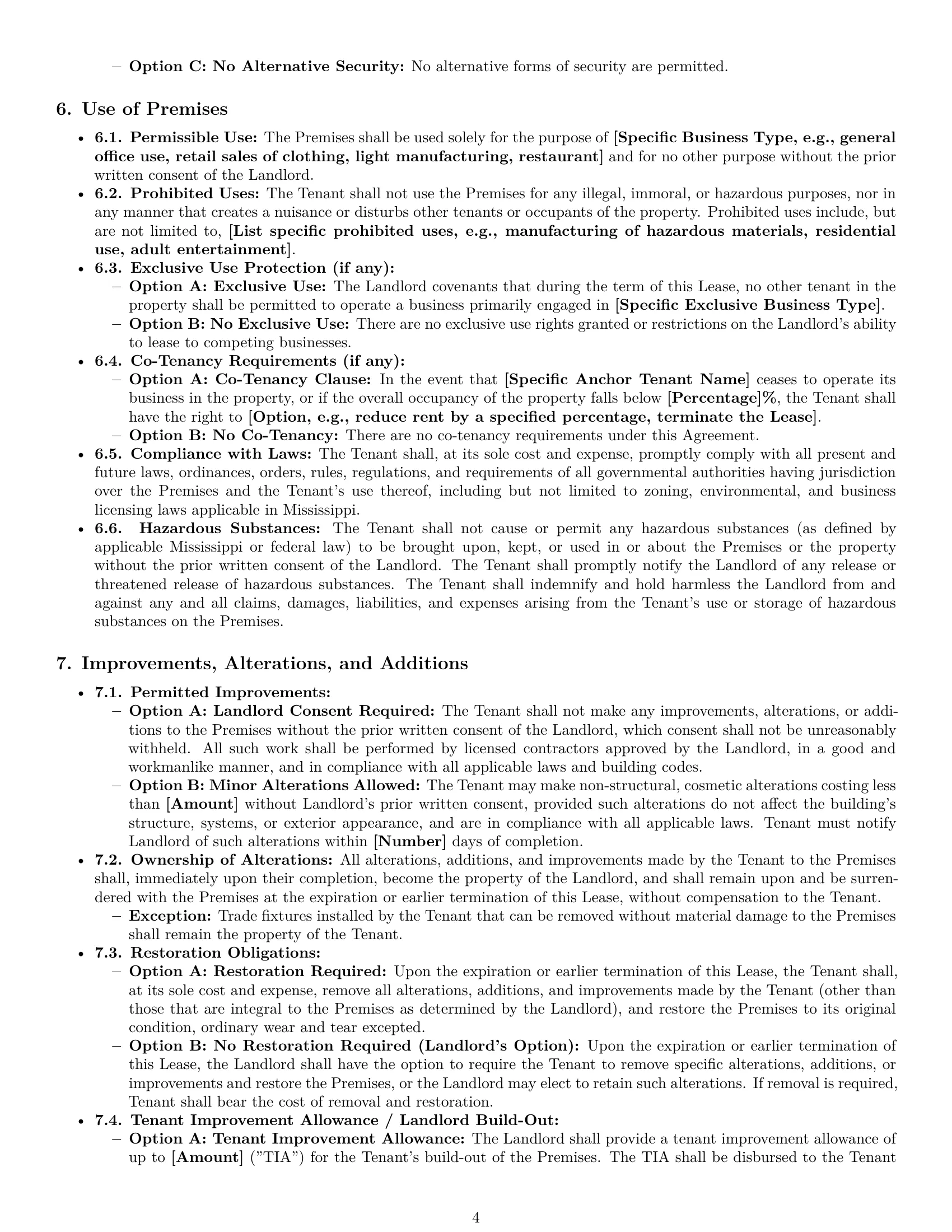 Preview page 4 of Pro Mississippi commercial lease agreement template