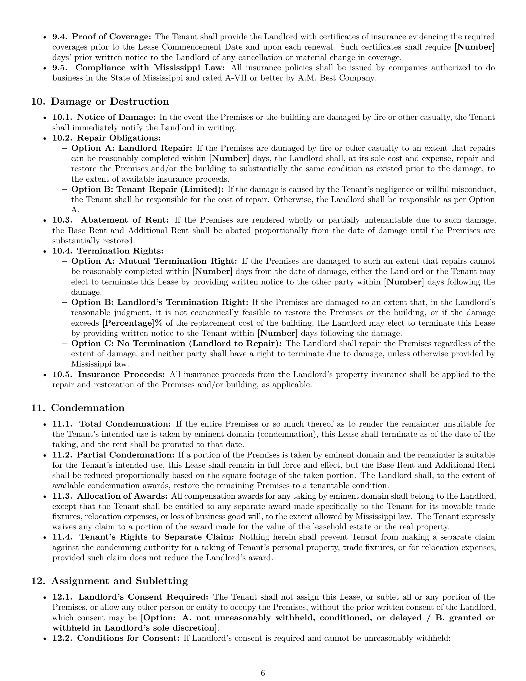 Preview page 6 of Pro Mississippi commercial lease agreement template