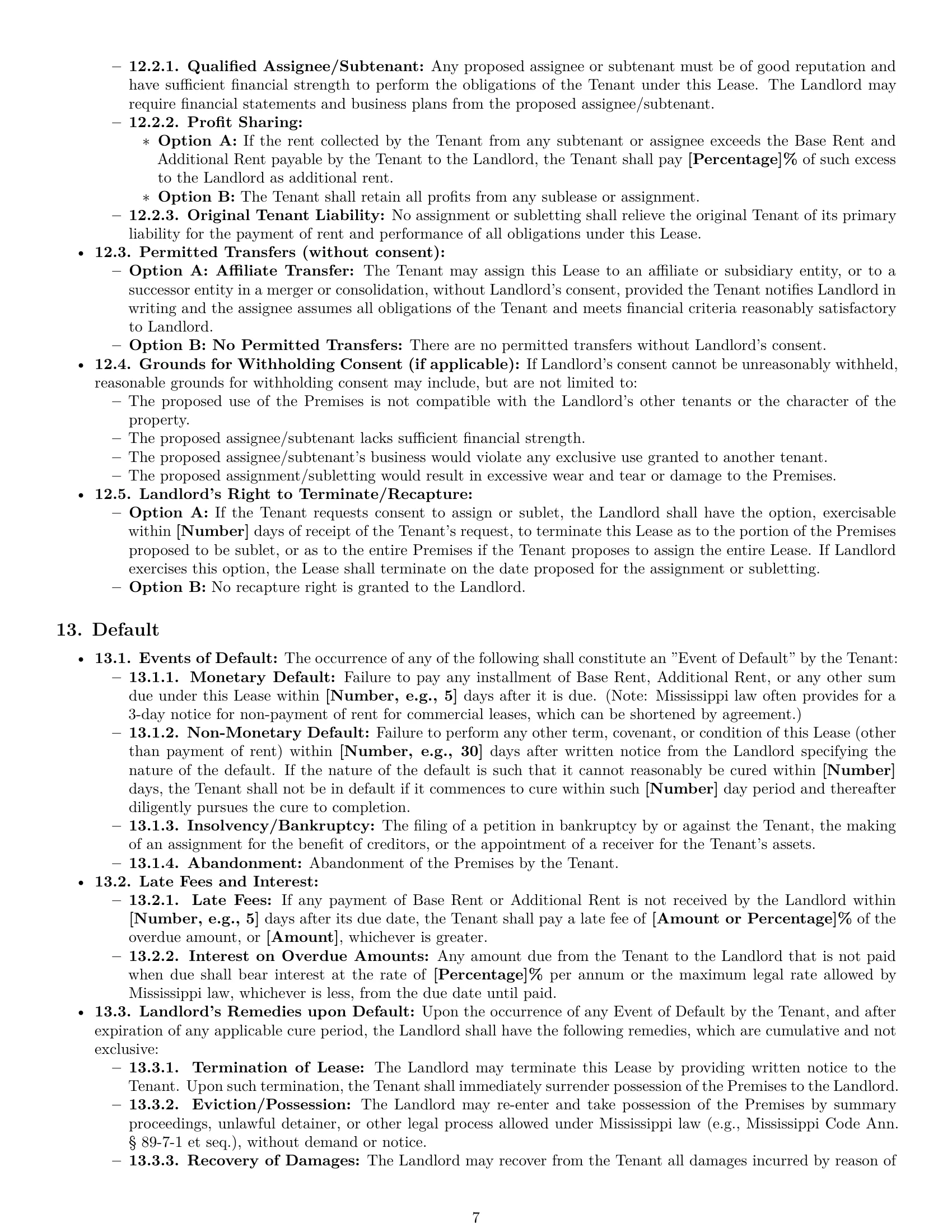 Preview page 7 of Pro Mississippi commercial lease agreement template