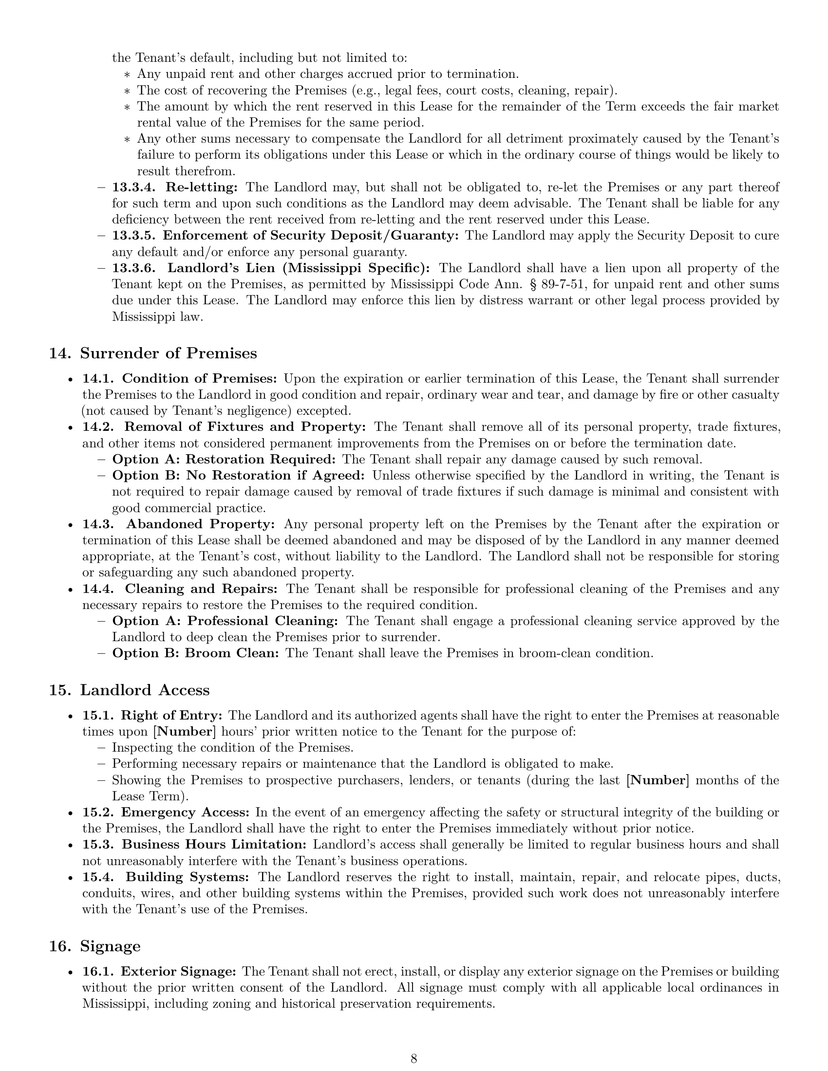 Preview page 8 of Pro Mississippi commercial lease agreement template