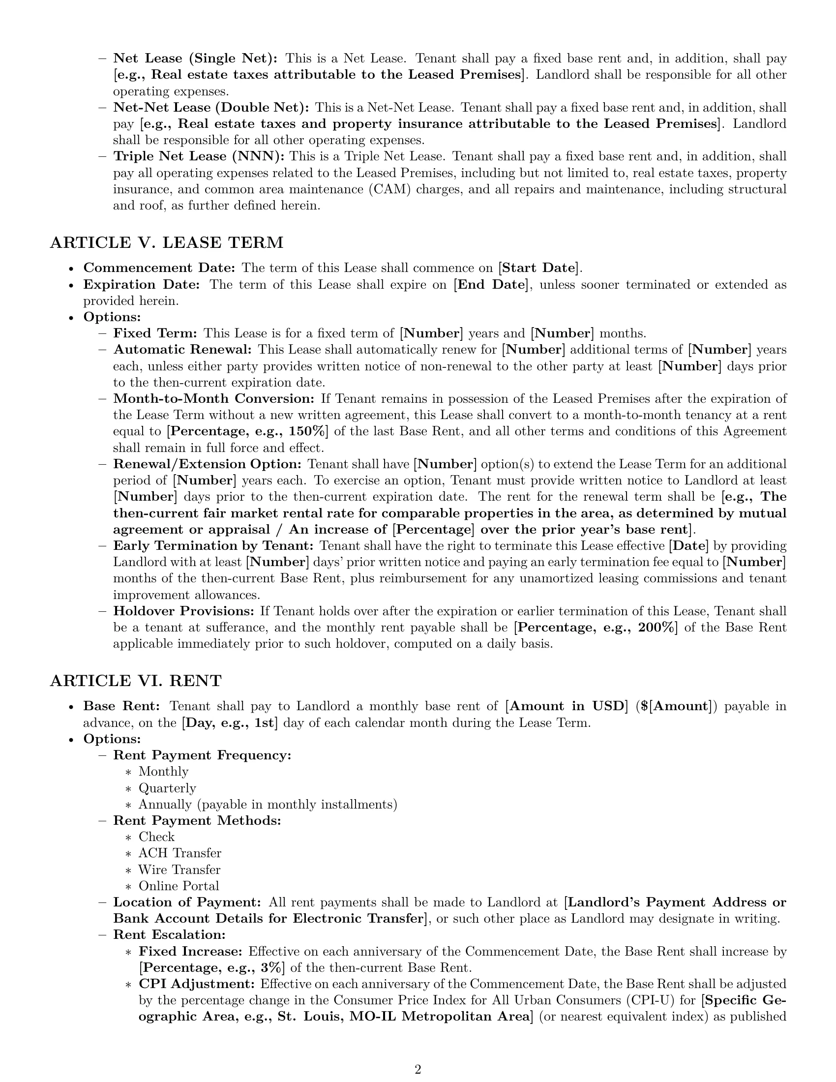 Preview page 2 of Pro Missouri commercial lease agreement template