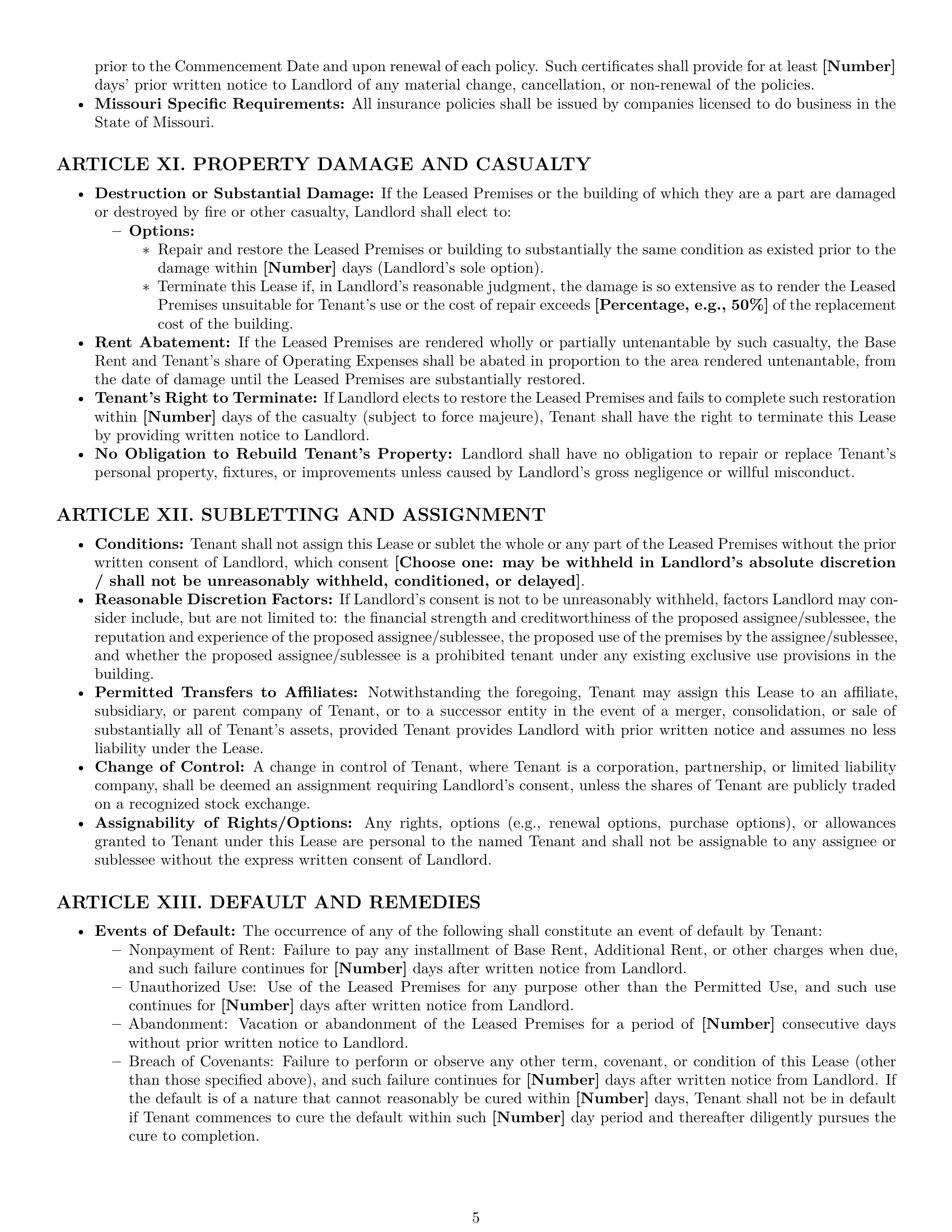 Preview page 5 of Pro Missouri commercial lease agreement template