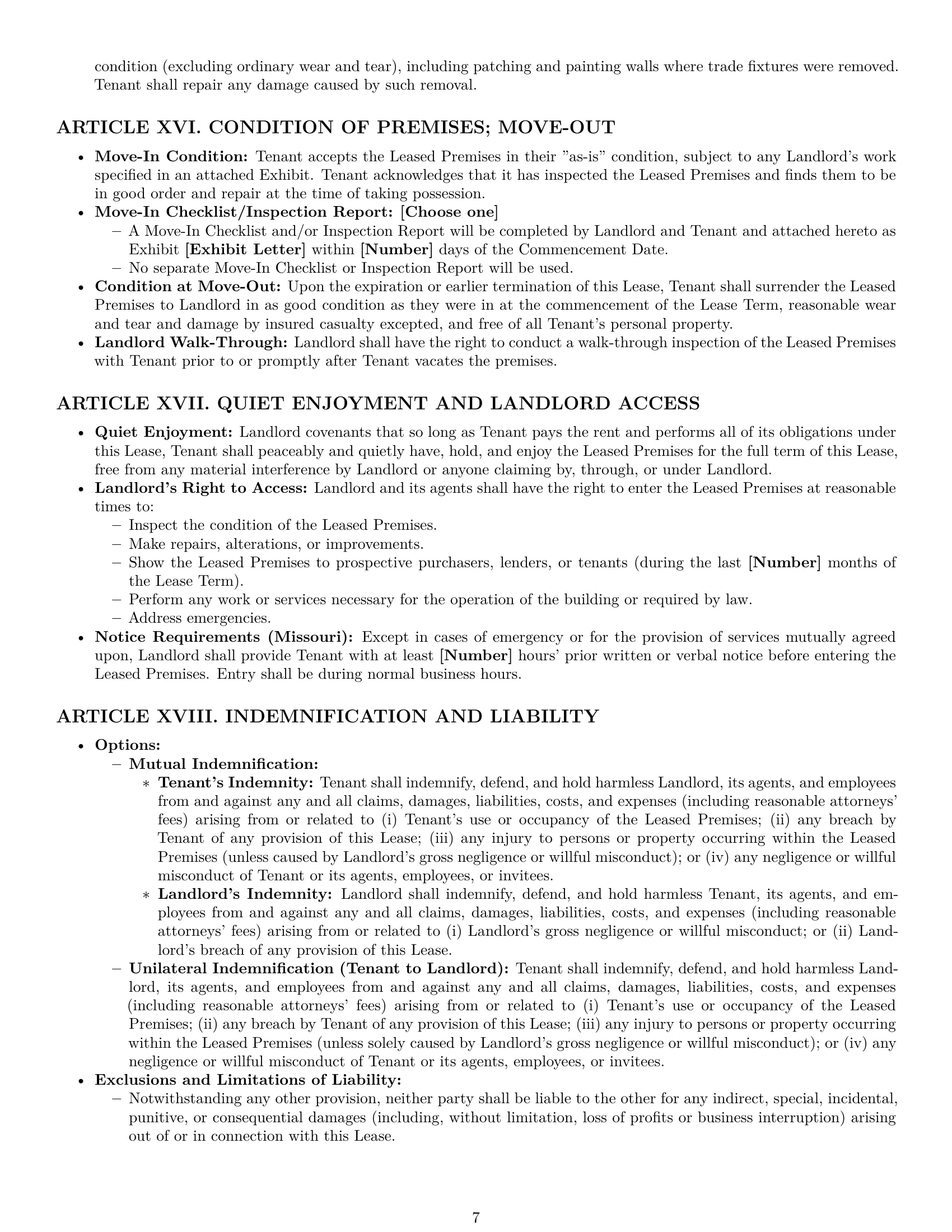 Preview page 7 of Pro Missouri commercial lease agreement template