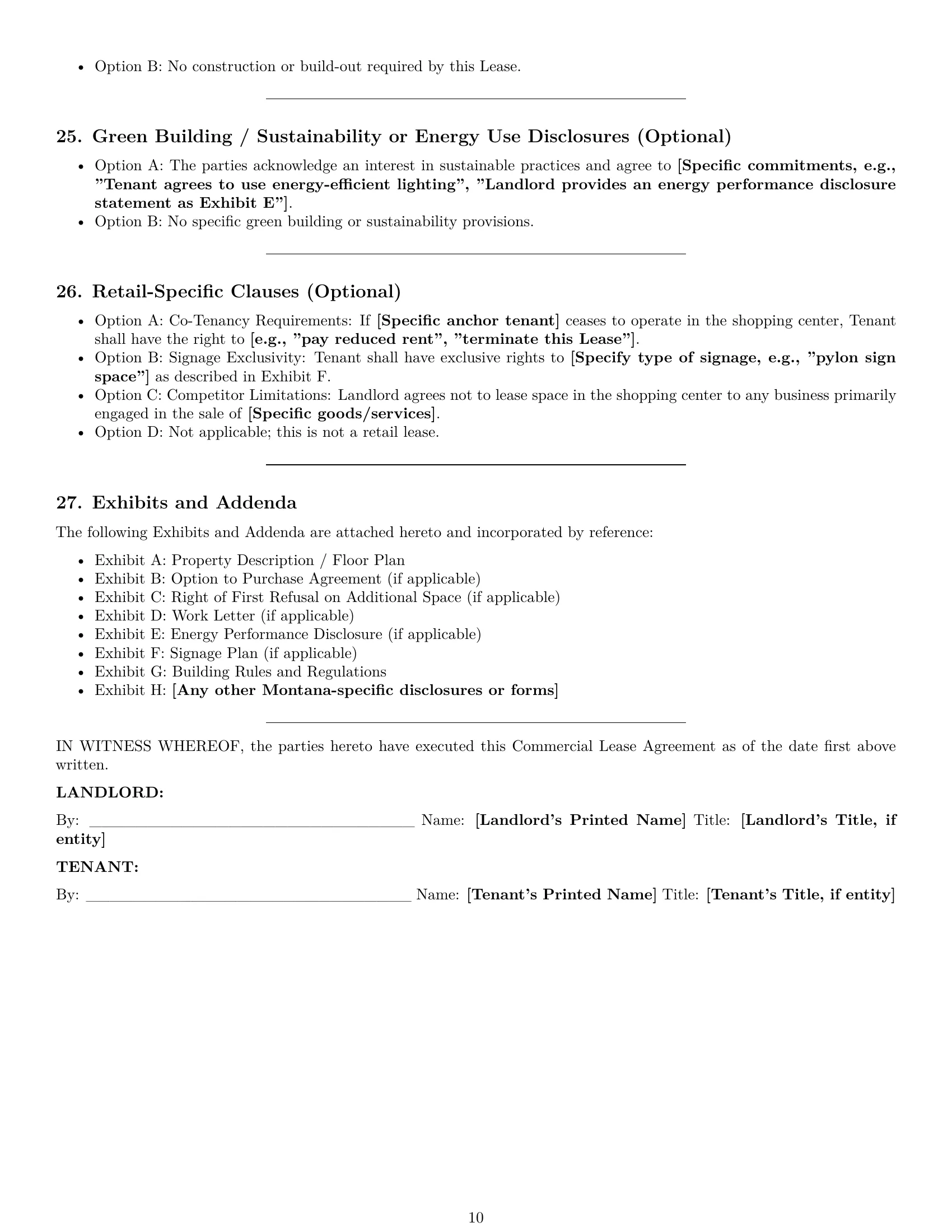 Preview page 10 of Pro Montana commercial lease agreement template