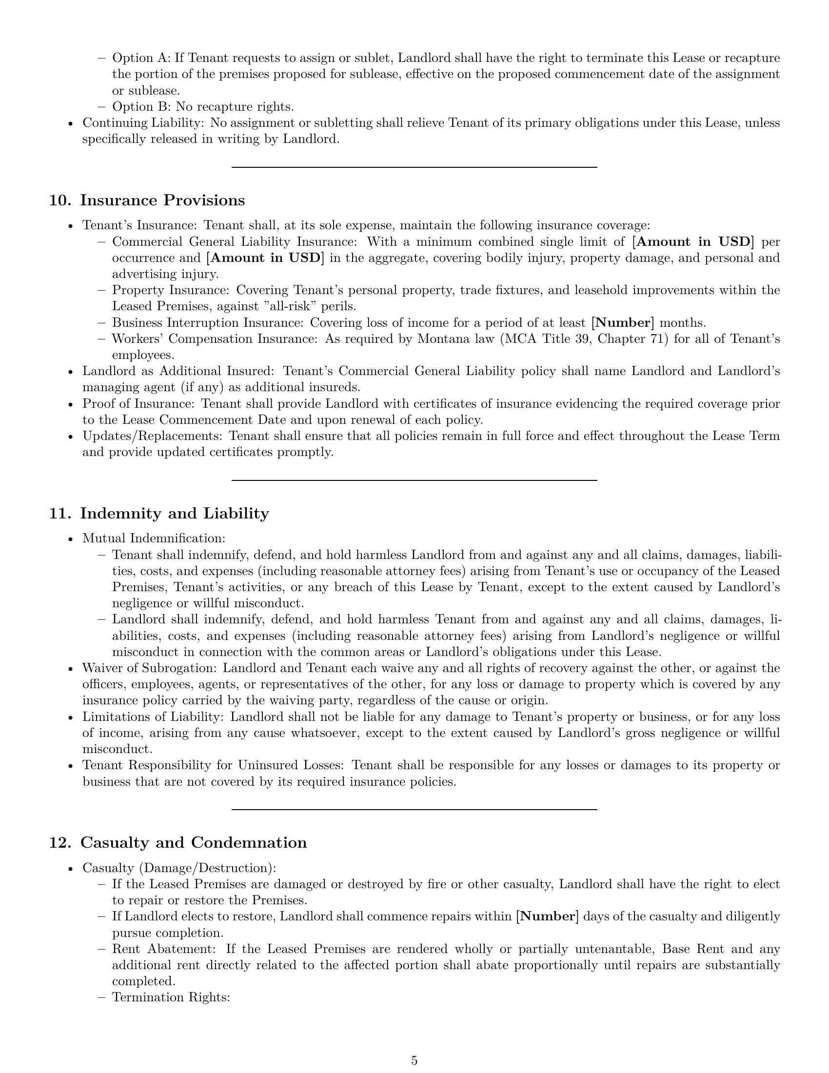 Preview page 5 of Pro Montana commercial lease agreement template