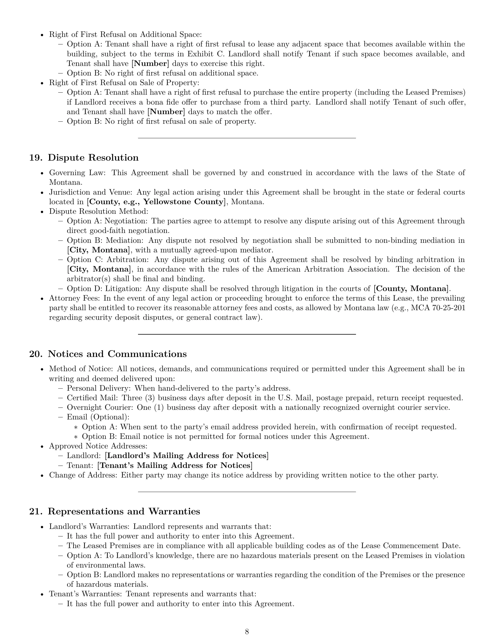 Preview page 8 of Pro Montana commercial lease agreement template