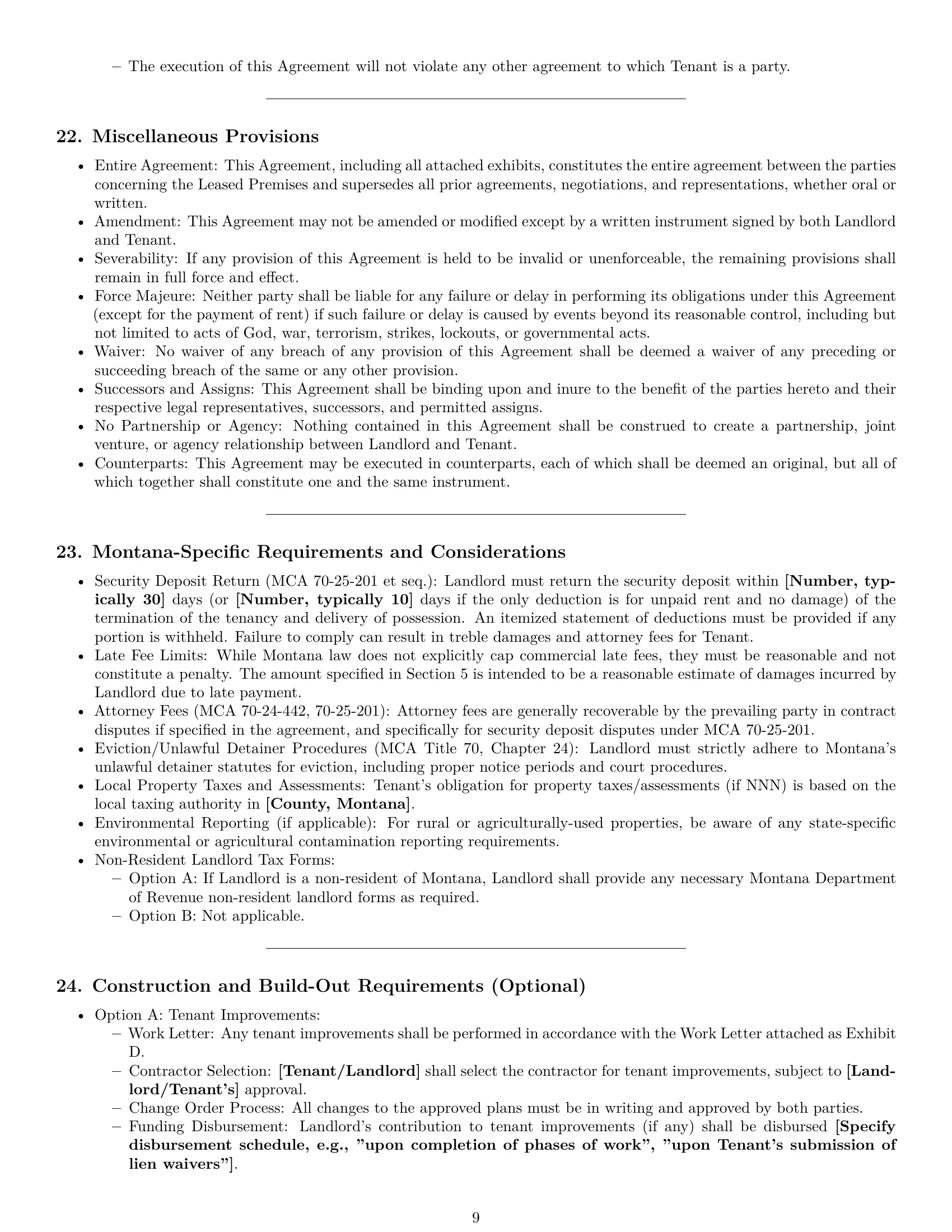 Preview page 9 of Pro Montana commercial lease agreement template