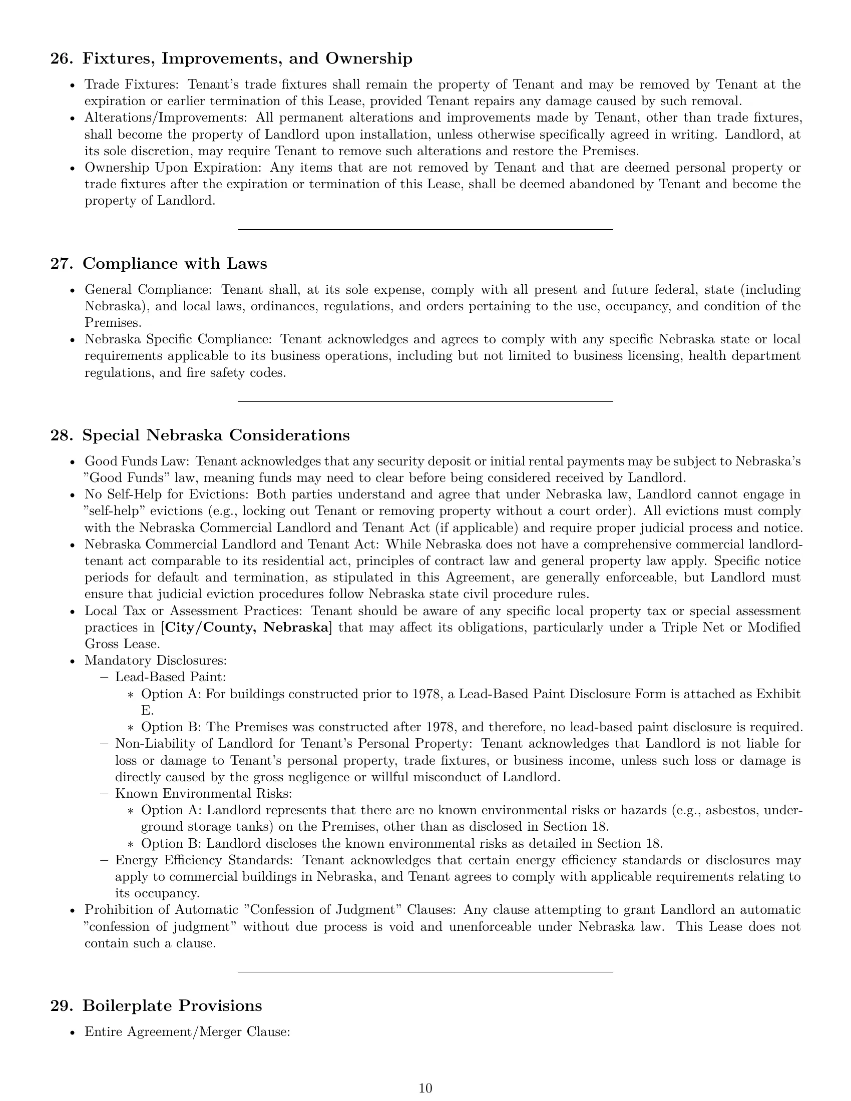 Preview page 10 of Pro Nebraska commercial lease agreement template