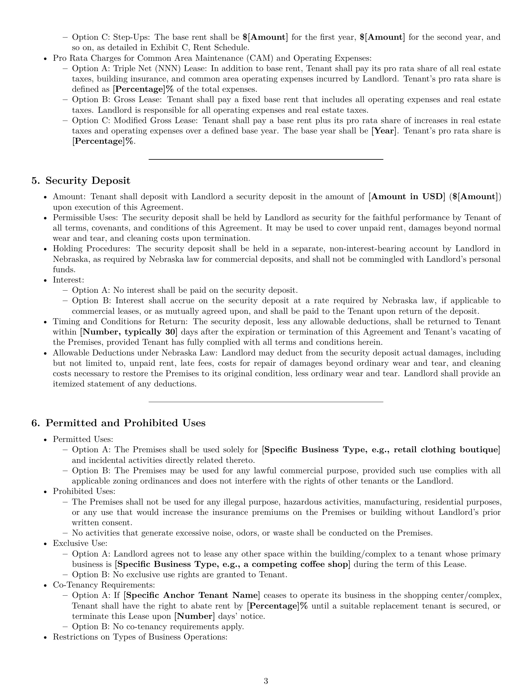 Preview page 3 of Pro Nebraska commercial lease agreement template