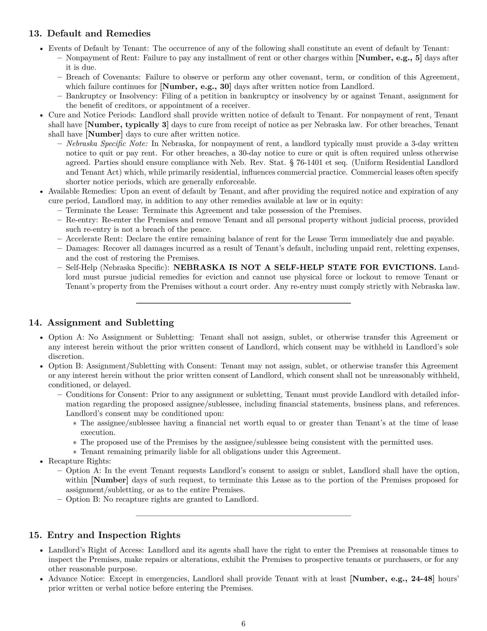 Preview page 6 of Pro Nebraska commercial lease agreement template