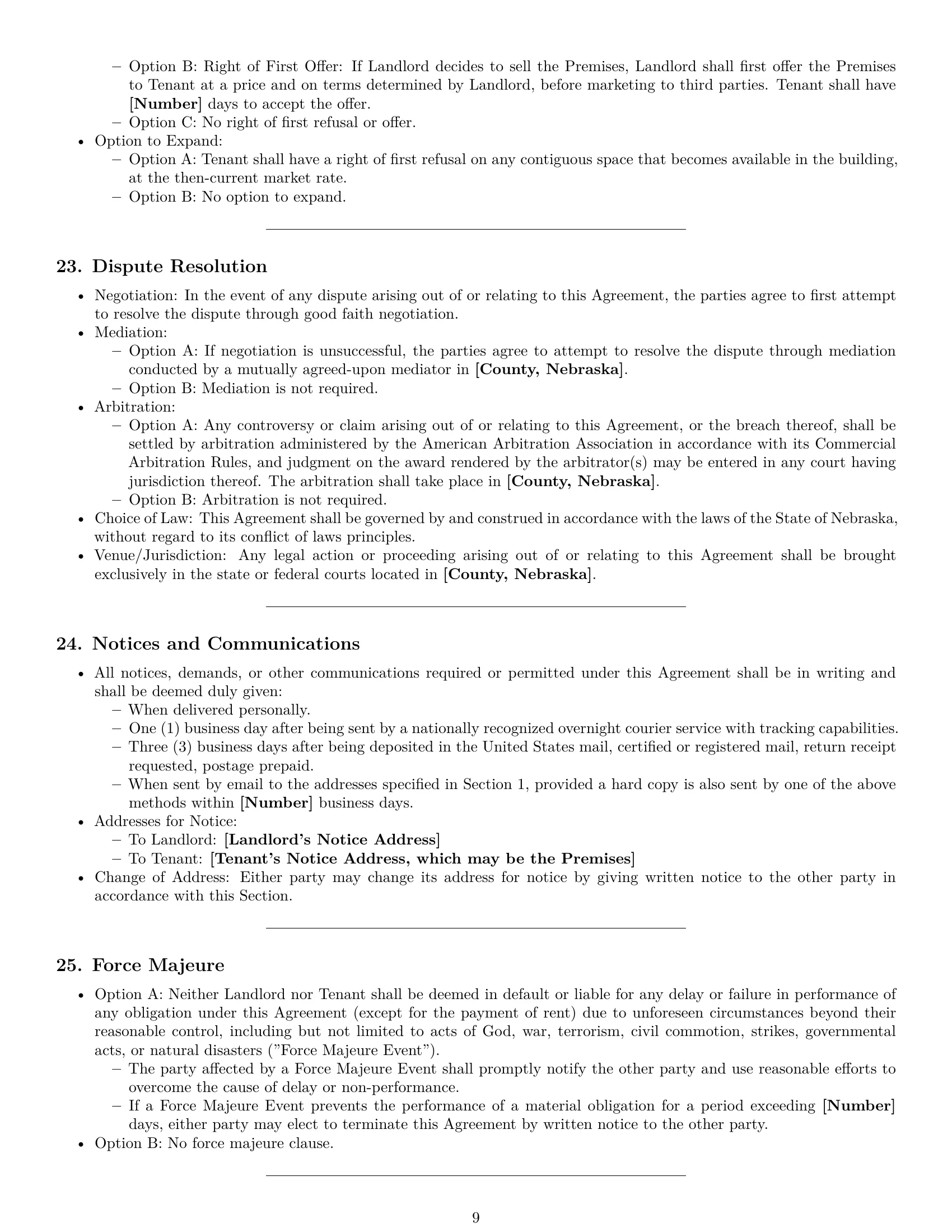 Preview page 9 of Pro Nebraska commercial lease agreement template