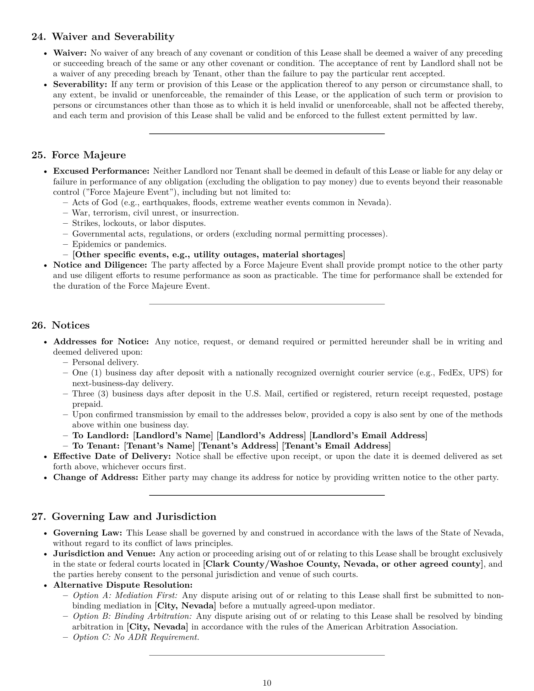 Preview page 10 of Pro Nevada commercial lease agreement template