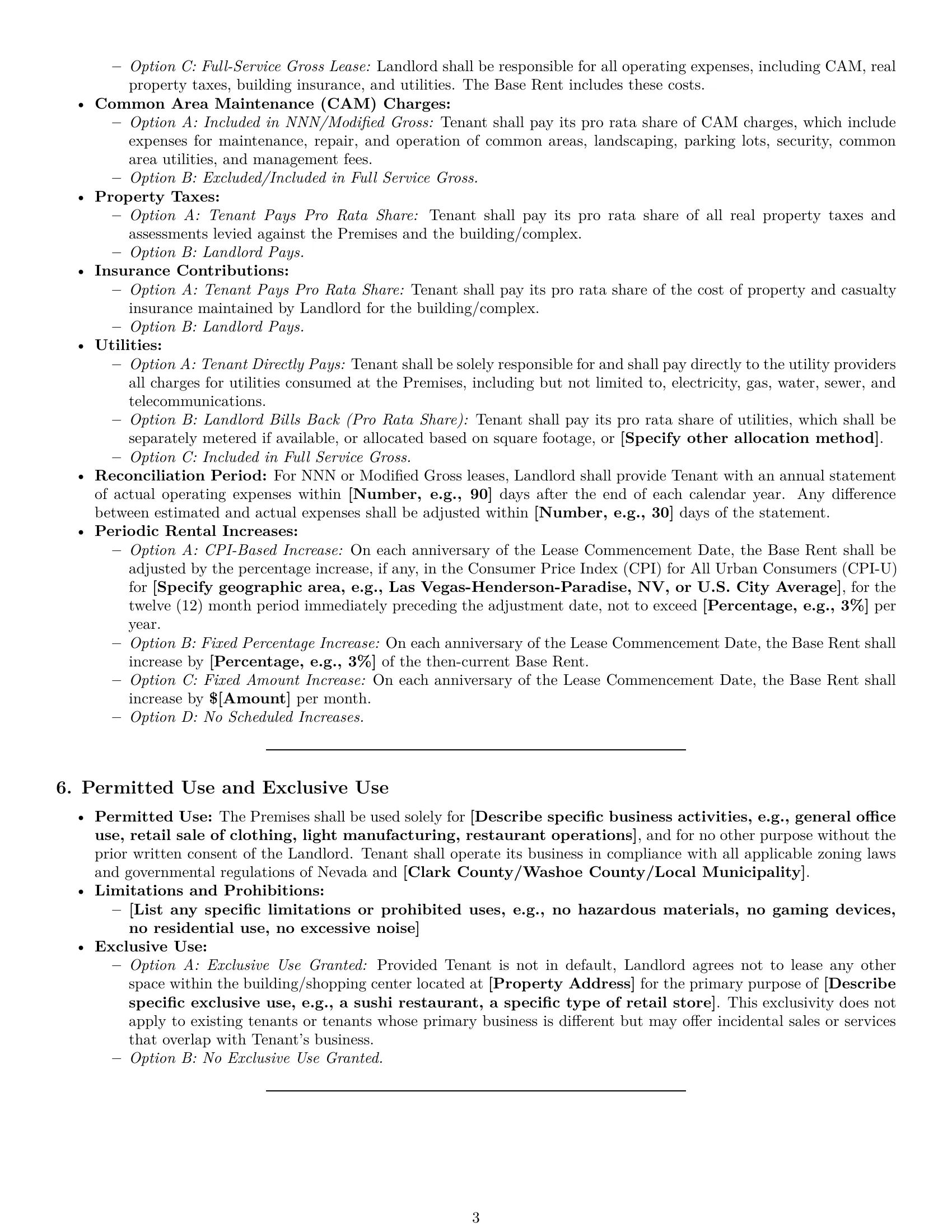 Preview page 3 of Pro Nevada commercial lease agreement template