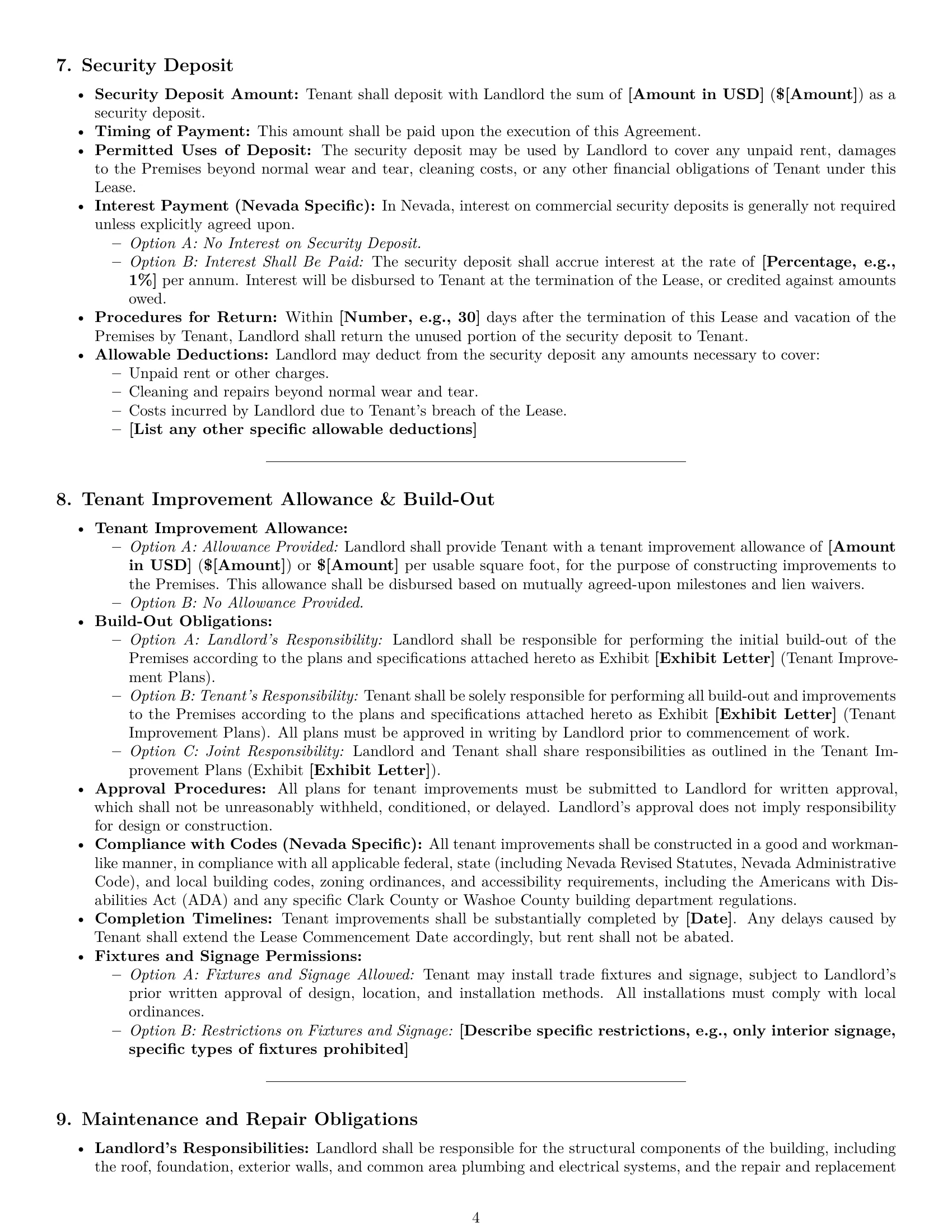 Preview page 4 of Pro Nevada commercial lease agreement template