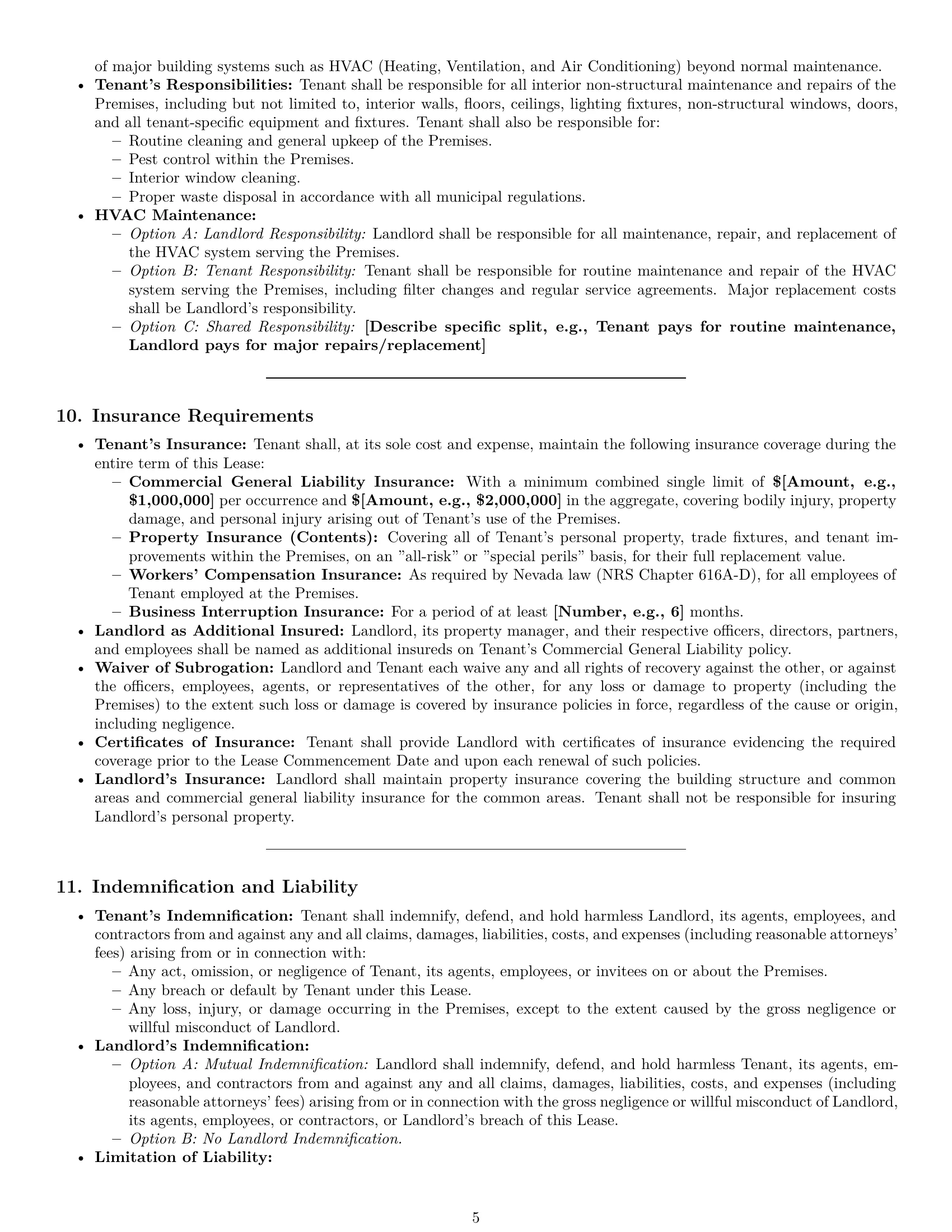 Preview page 5 of Pro Nevada commercial lease agreement template