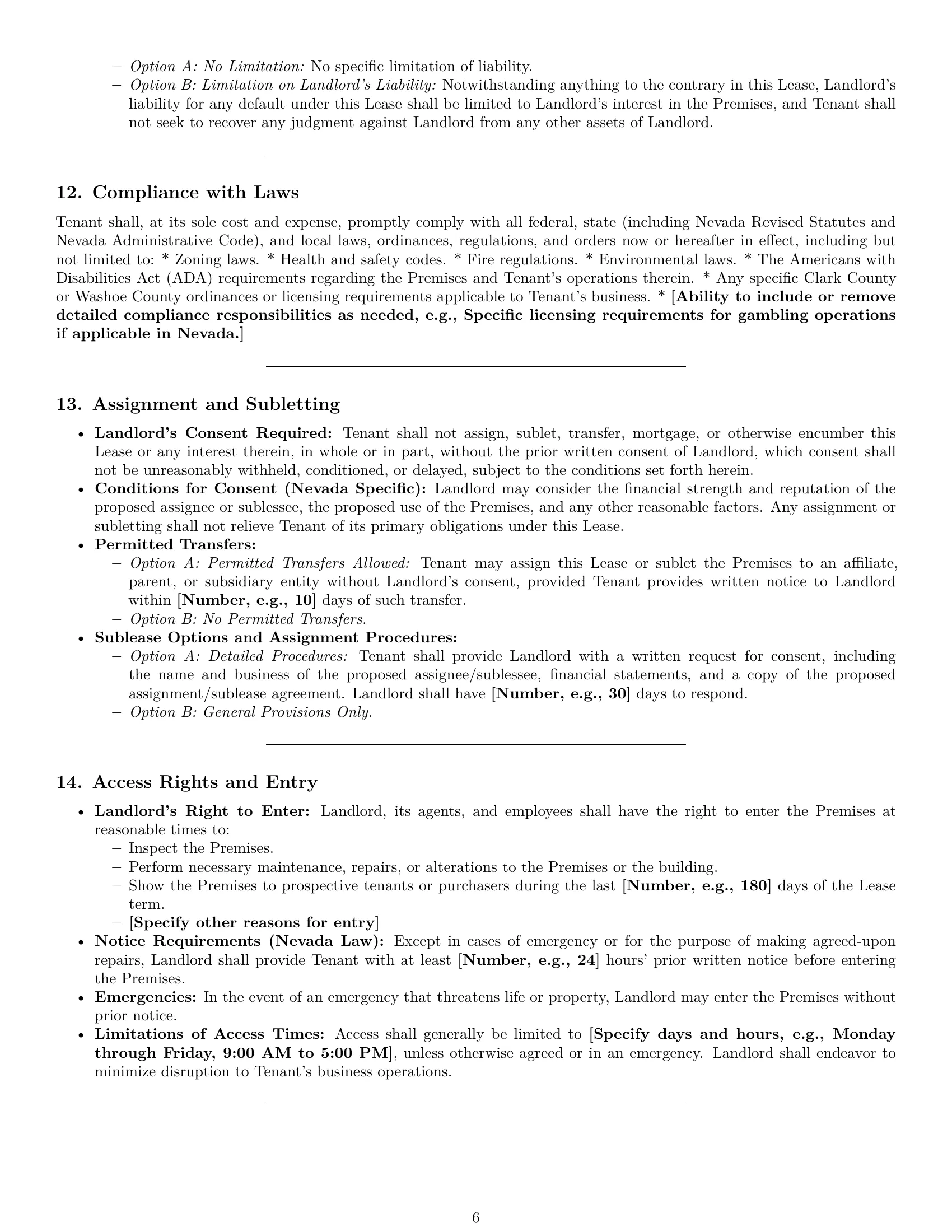 Preview page 6 of Pro Nevada commercial lease agreement template